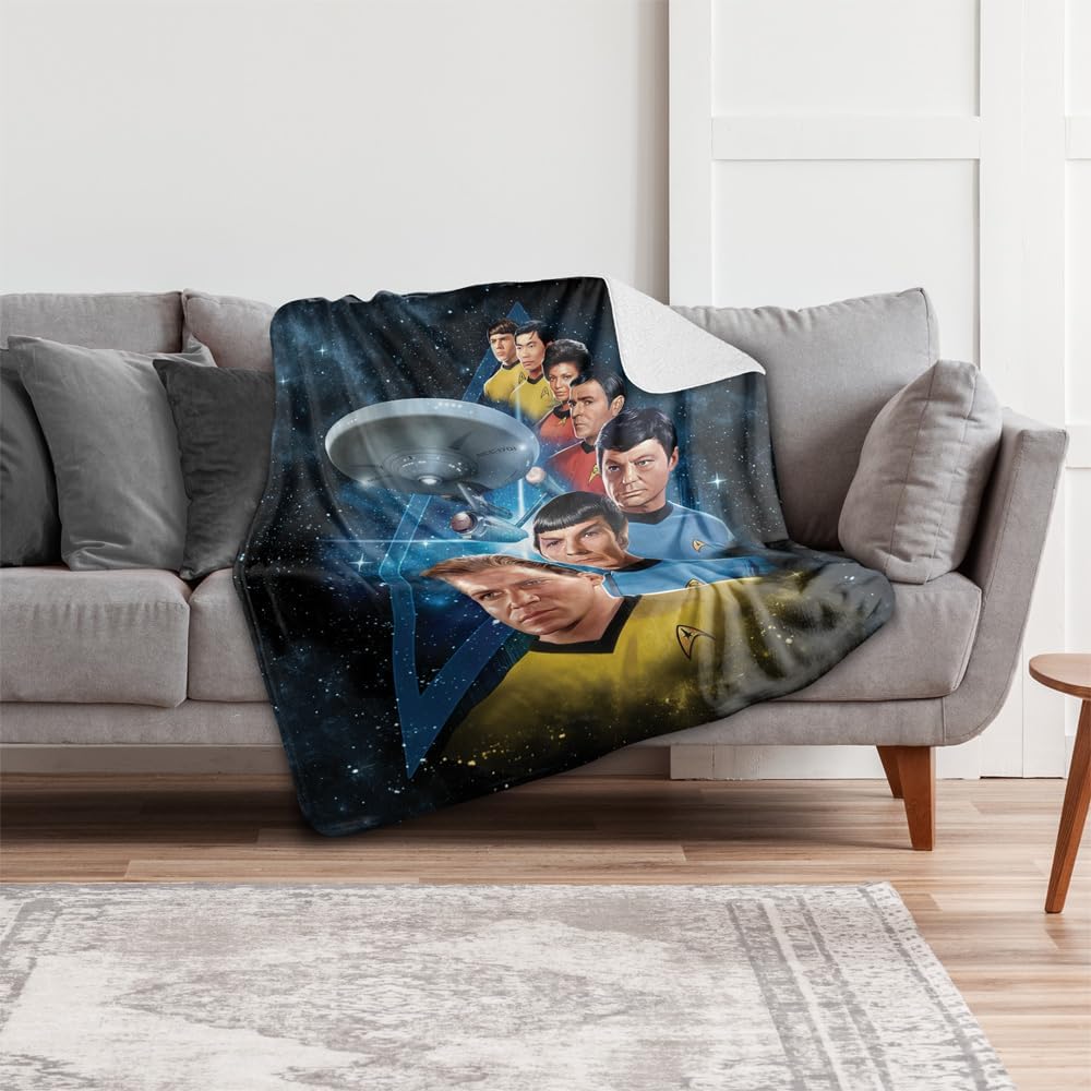 Star Trek – Manta de 50 x 60 pulgadas, manta de sherpa de tacto sedoso de Among The Stars, manta supersuave