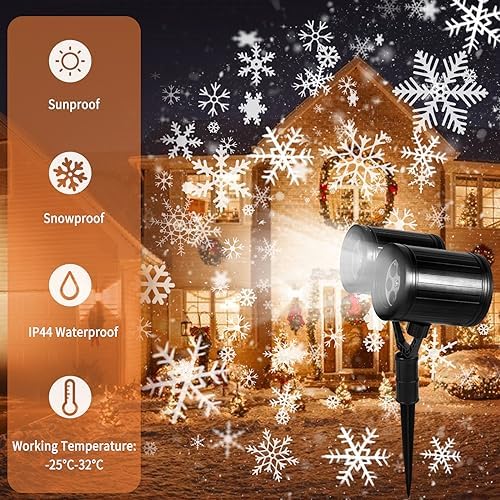 Luces de proyector de copo de nieve de Navidad de doble cabeza para exteriores, impermeables, para decoración del hogar y fiesta