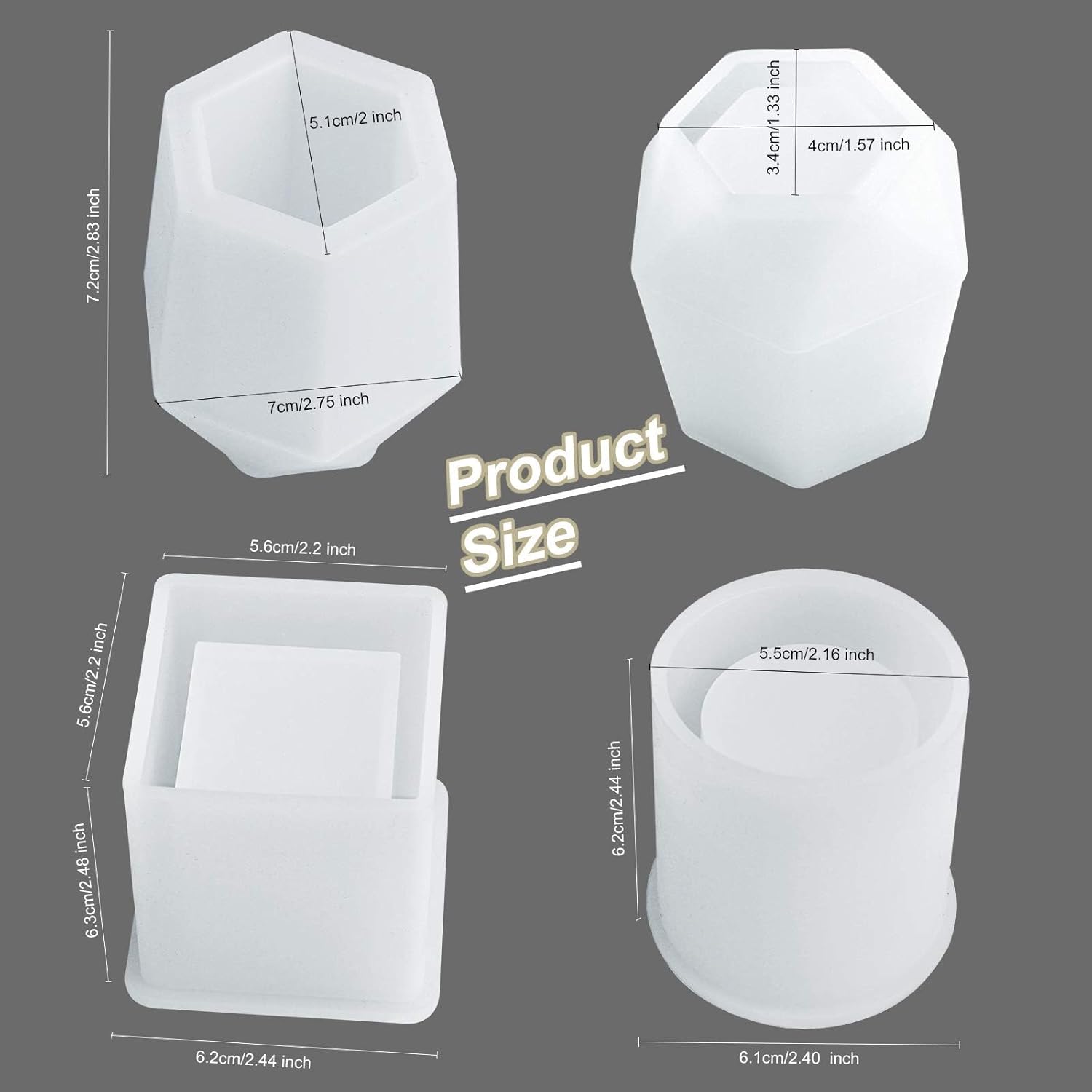 Molde de silicona para macetas, moldes de silicona para cubos y cilindros, organizador de brochas de maquillaje, molde de epoxi, moldes para
