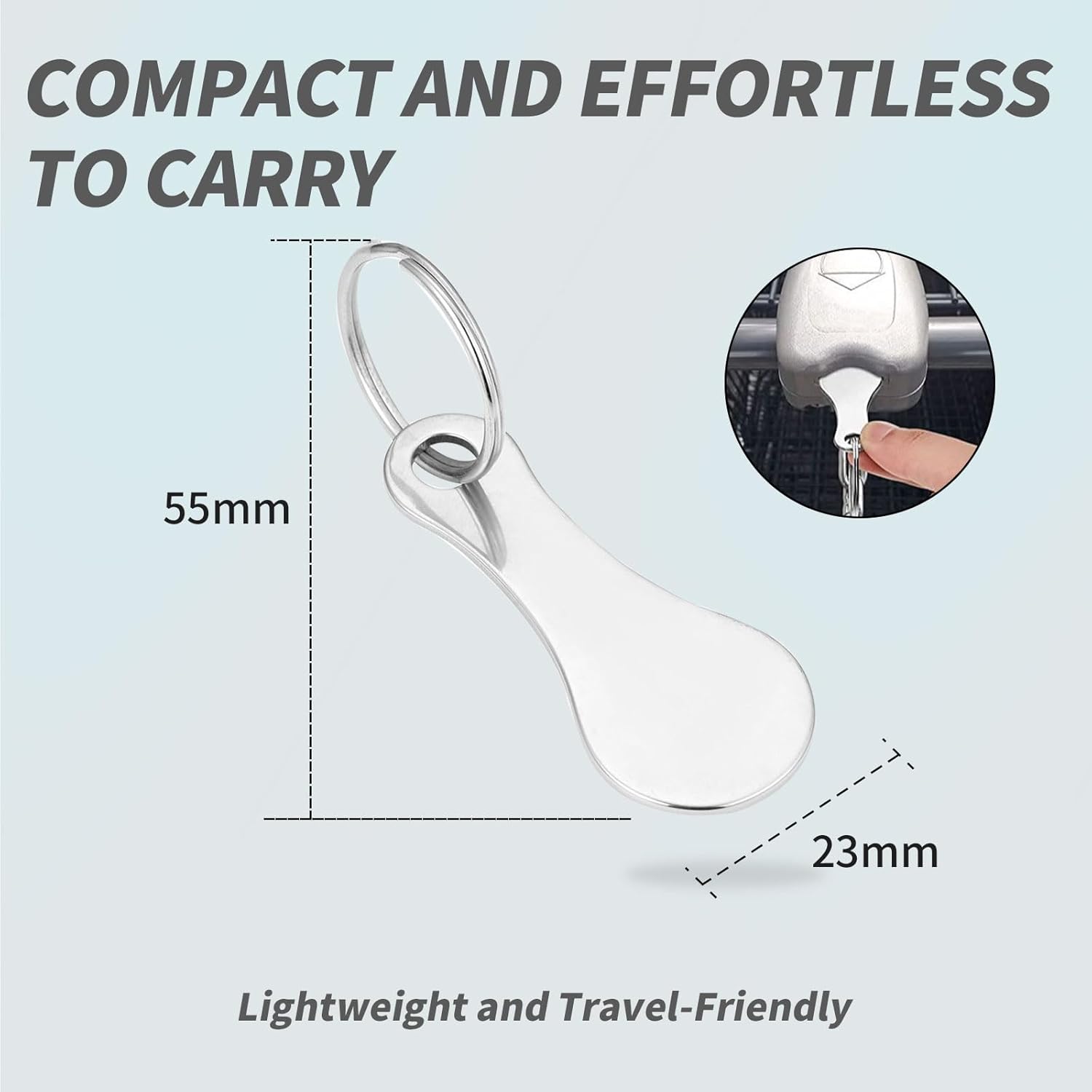 6 piezas de mini llavero de aleación de aluminio plateado para carrito de compras, llavero de cuarto pequeño para carrito de compras, plateado