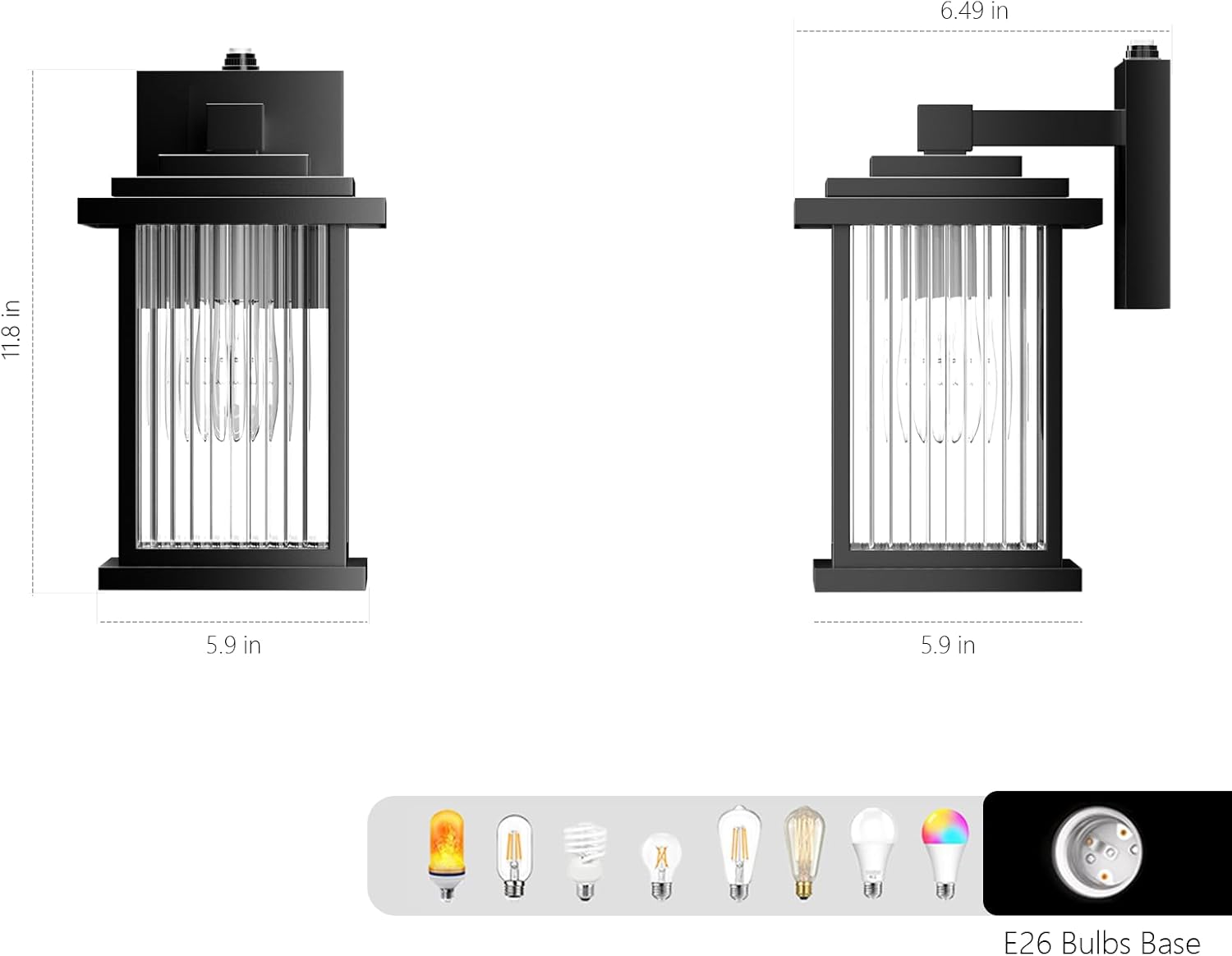 Luces de exterior del anochecer al amanecer, luces de porche impermeables al aire libre, lámpara de exterior 100% aluminio a prueba de óxido, luces
