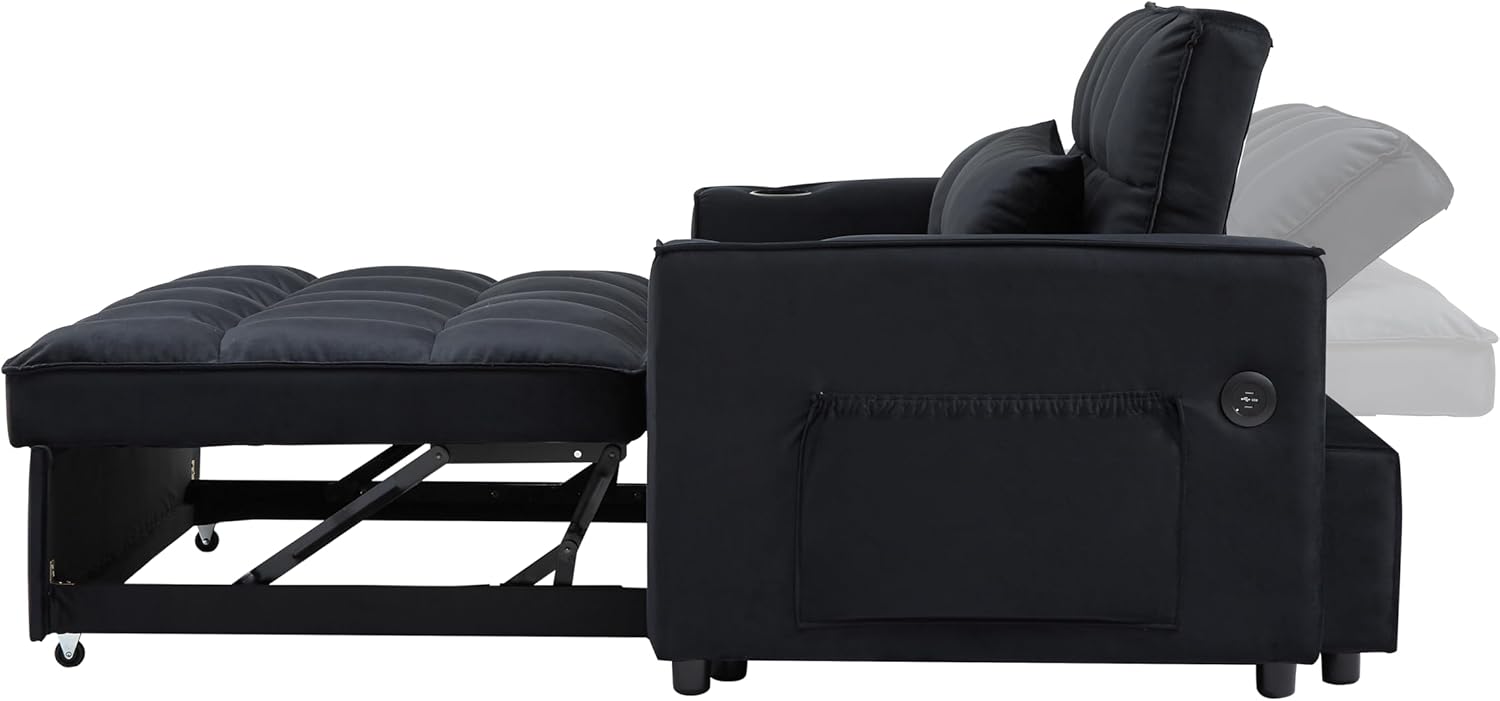 Moderno sofá futón tapizado, convertible a siesta, sofá cama suave y sofá cama para hogar, oficina, apartamento, espacio pequeño, sala de estar,