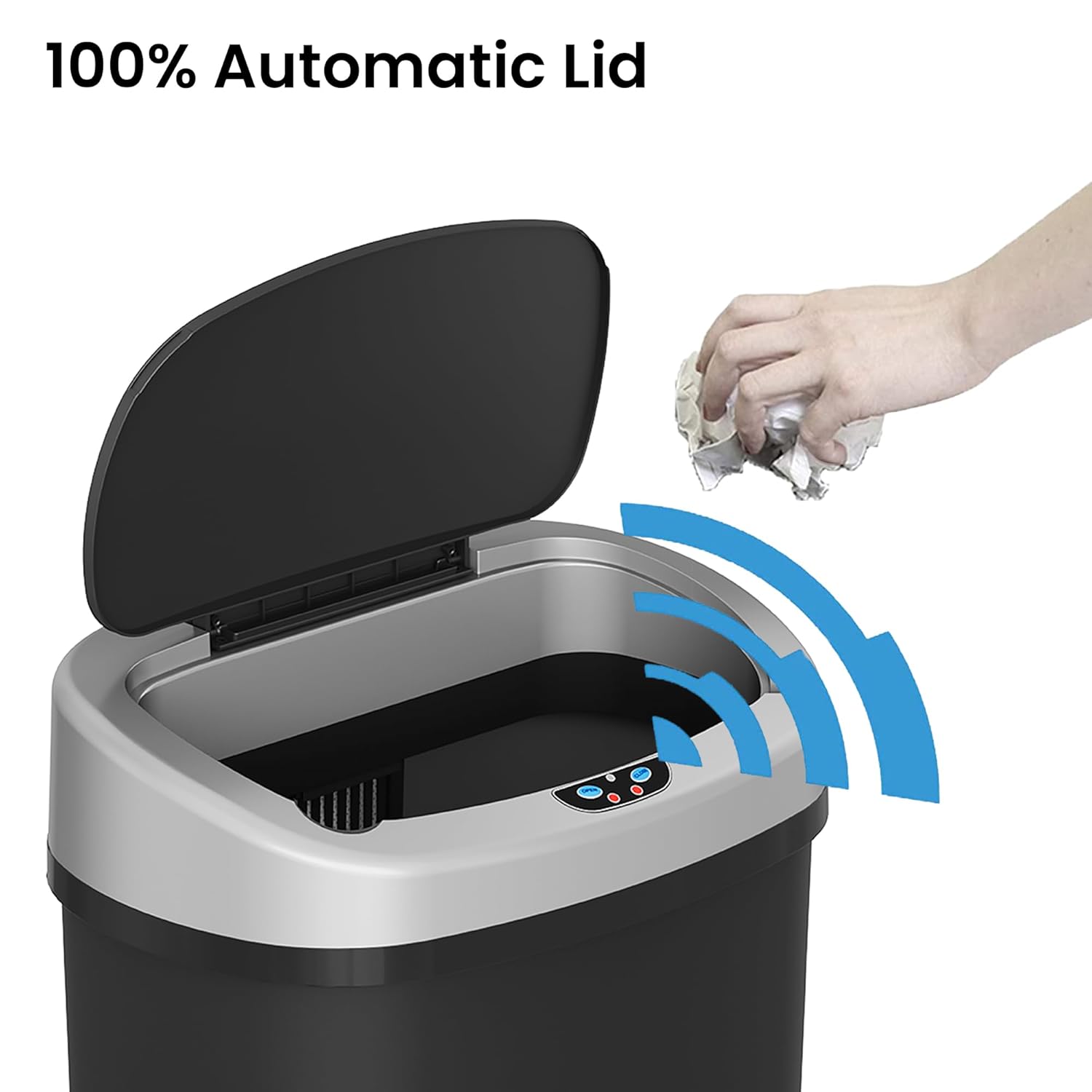 iTouchless Basurero de cocina con sensor de 13 galones con sistema de filtro de olor, cubo de basura de plástico duradero a prueba de abolladuras,