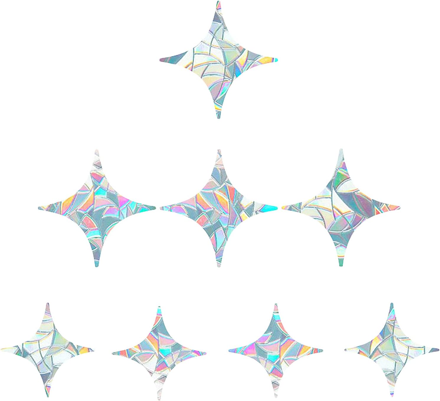 GORGECRAFT 8 calcomanías estáticas de estrella para ventana, anticolisión, para evitar pájaros, calcomanías de alerta, no adhesivas, película de