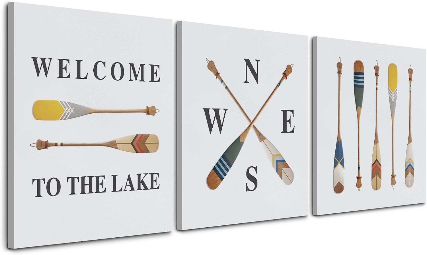 Nogrit Decoración de lago, arte de pared de lago, arte de pared de casa de lago de 11 x 14 pulgadas, juego de 3, decoración temática de lago para