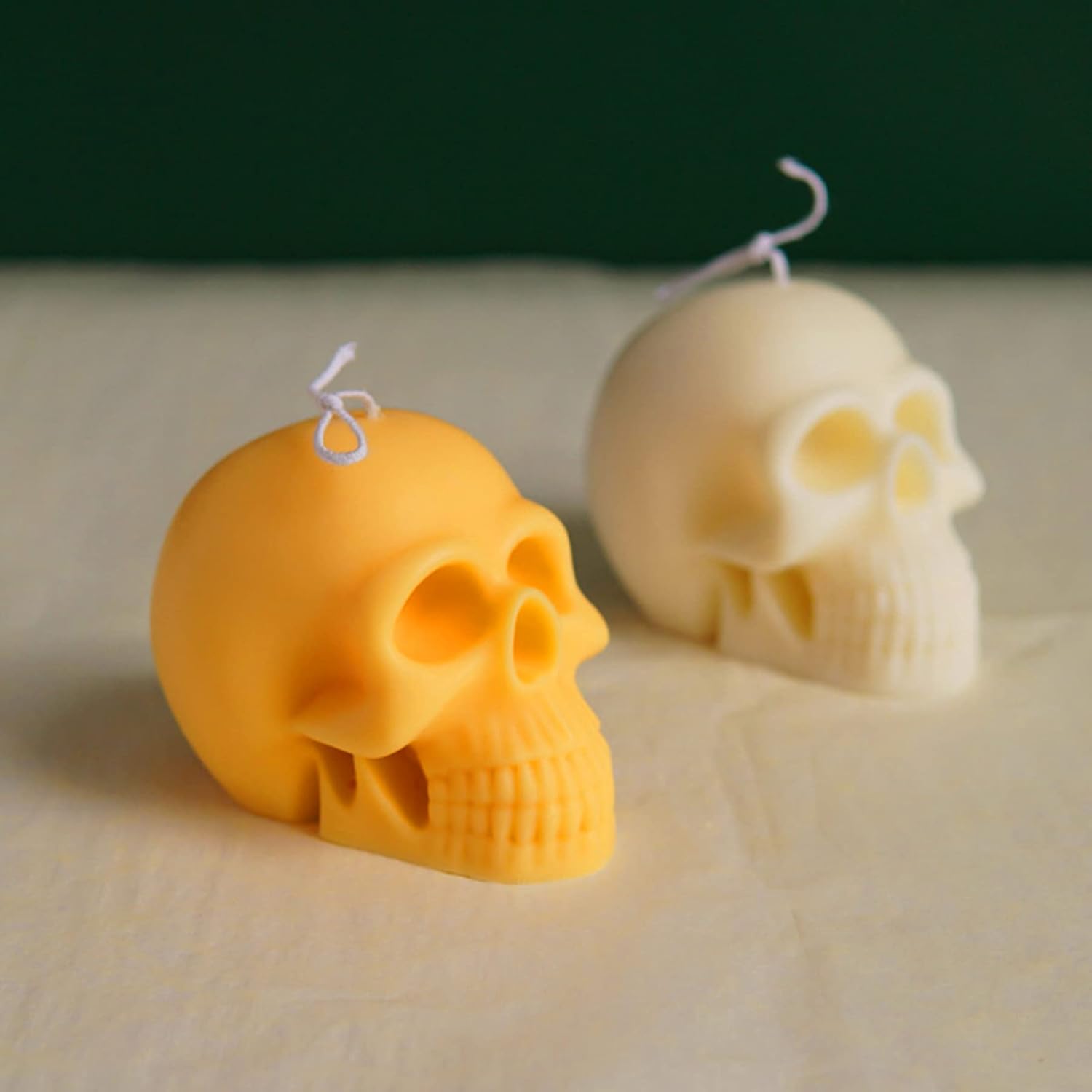 ONNPNN Molde de vela de calavera 3D, molde de silicona con forma de calavera, moldes de cera de yeso de aromaterapia de esqueleto, moldes de
