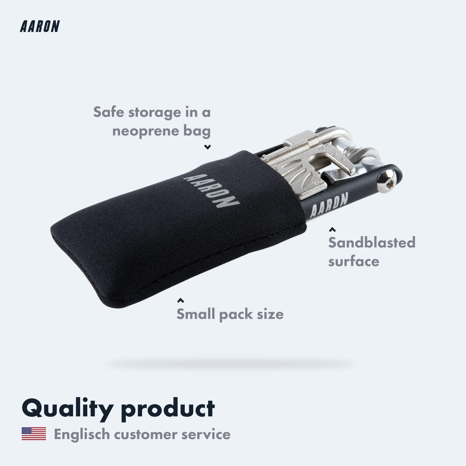 AARON Herramienta Multiherramienta 20 en 1 – Herramienta multifunción para bicicleta hecha de acero inoxidablealuminio – Mini herramienta plegable