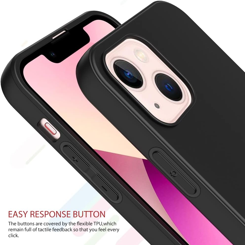 Puxicu Funda para iPhone 13, diseño delgado de TPU suave mate funda protectora para iPhone 13, negro