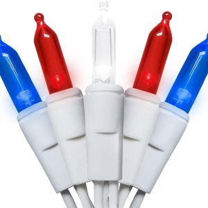 Mini tira de luces para el 4 de julio (11 pies, 35 unidades)  Tira de luces LED patrióticas de color rojo, blanco y azul, luces de Navidad de Mini tira de luces para el 4 de julio (11 pies, 35 unidades)  Tira de luces LED patrióticas de color rojo, blanco y azul, luces de Navidad de