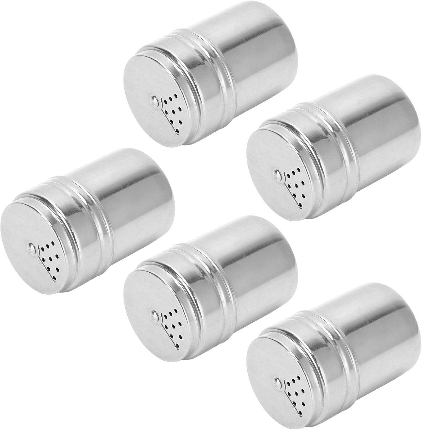 Juego de tarros de especias, 5 botellas de condimento de acero inoxidable con tapas giratorias, accesorio de cocina esencial para barbacoa y