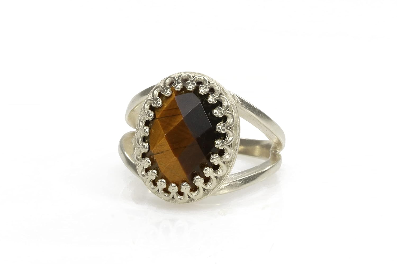 Tiger Eye Ring – Intricate Oval Rings for Women – Handmade Crystal Rings, Fashion Rings, Jewelry for Her – Custom Gemstone Jewelry with Box