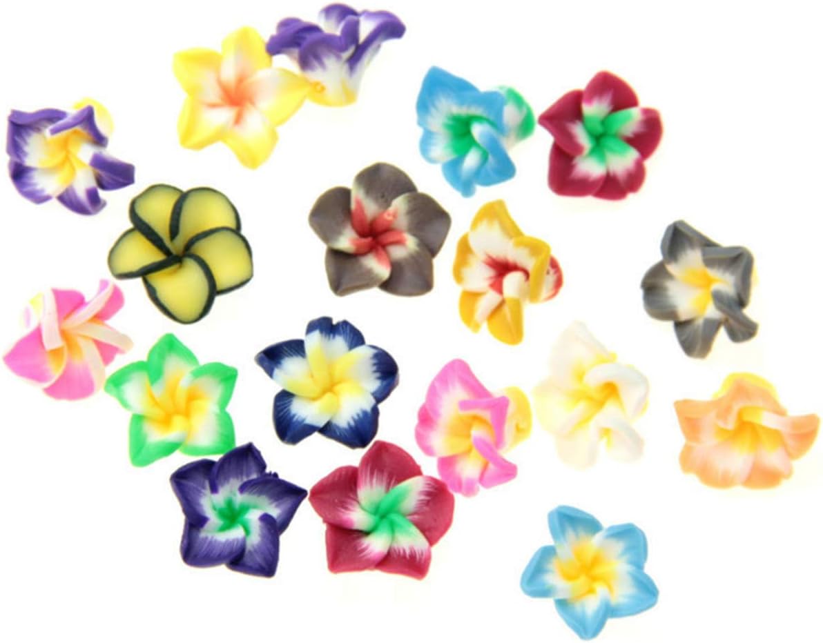 Healifty Accesorios de girasol, 20 unidades, arcilla polimérica, espaciador de flores de plumeria, cuentas sueltas, abalorios florales para hacer