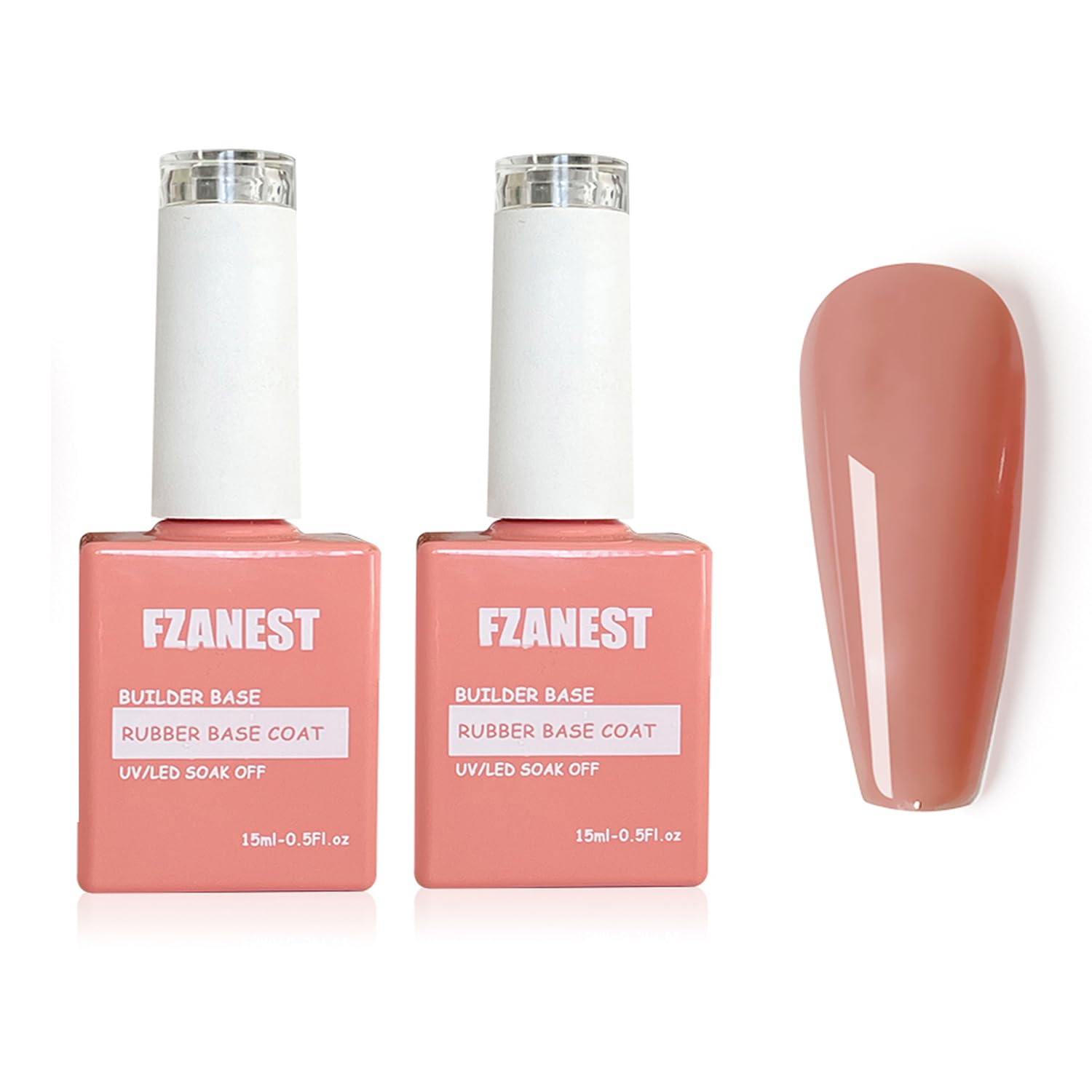 FZANEST Gel constructor de base de goma para uñas, juego de 2 piezas, color base, color nude, gel para uñas, fortalecer las uñas delgadas y