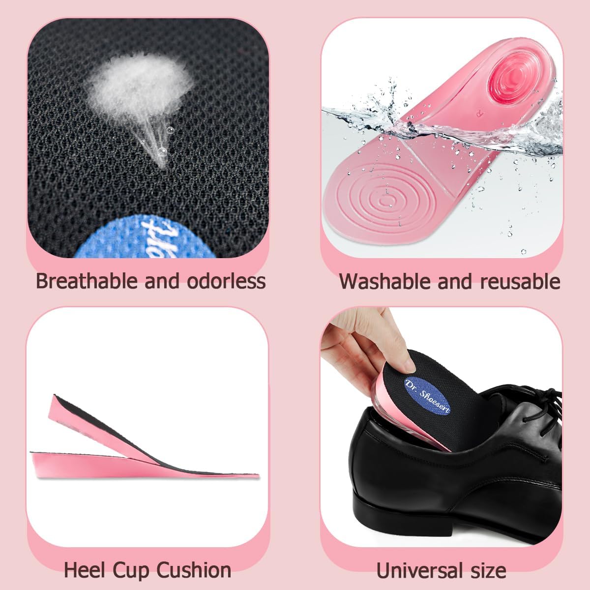 Dr. Shoesert Plantillas de aumento de altura ajustable de 3 capas, insertos de elevación de talón con amortiguador de absorción de impactos de 34 de