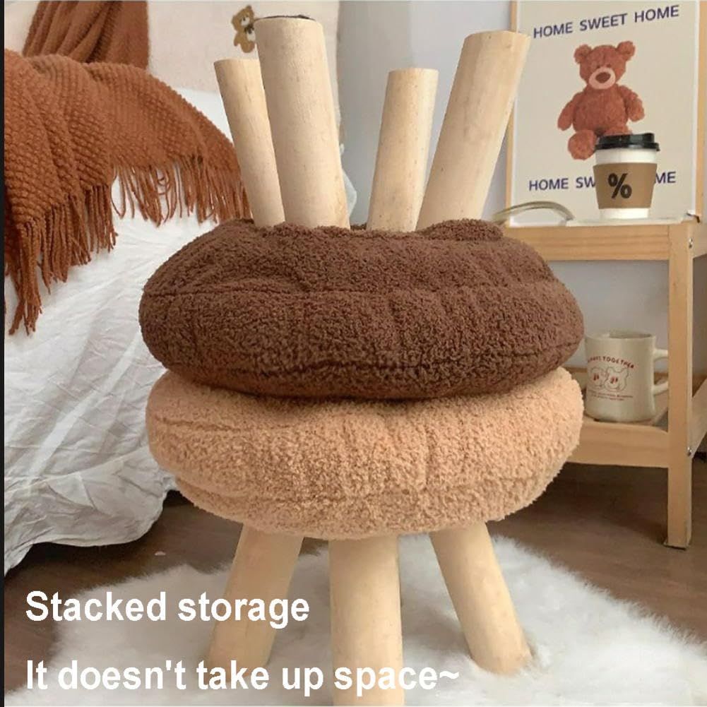 JCAKES Taburetes redondos de madera para sala de estar, reposapiés, taburetes otomanos, muebles de madera maciza, taburete pequeño, taburete de