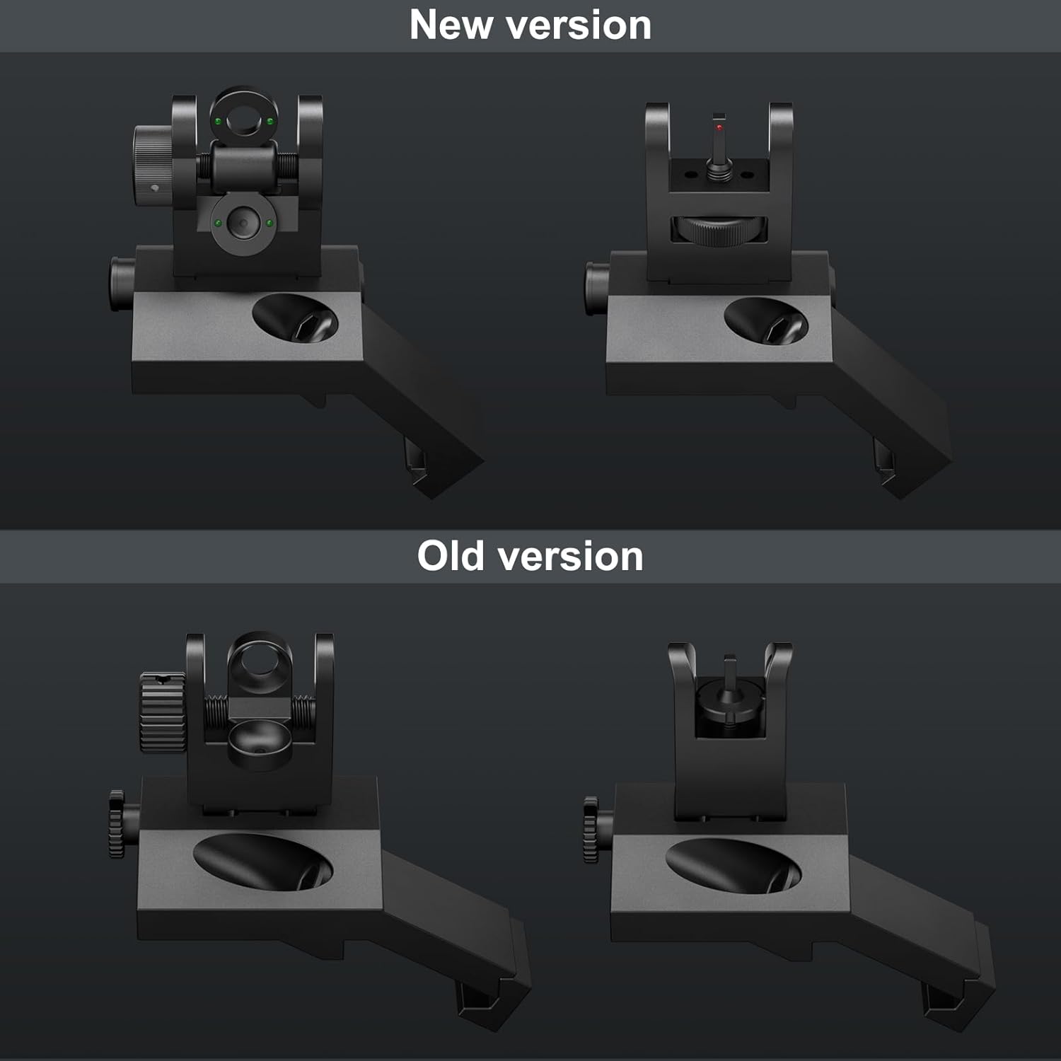 Feyachi Vistas de hierro compensadas de 45 grados Flip Up BUIS Transición rápida Backup Front y Rear Iron Sight Set Picatinny Weaver Rails