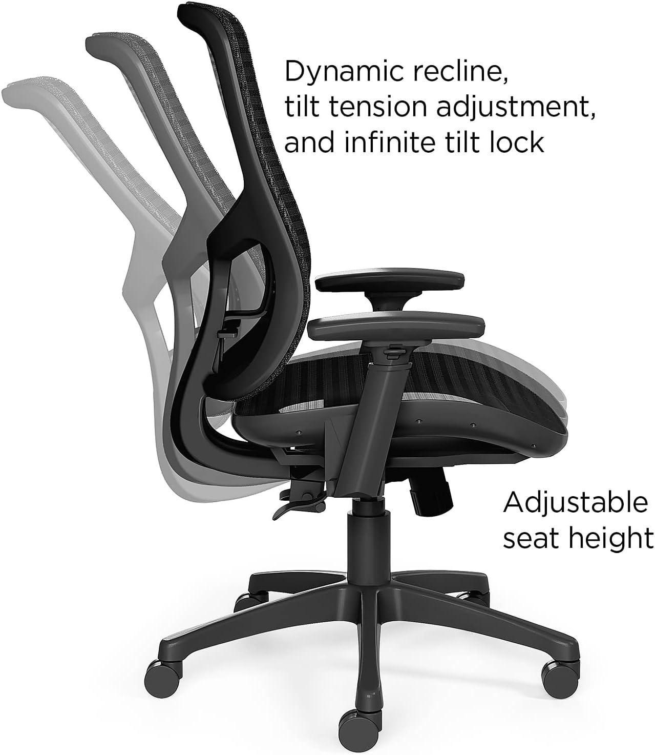 Union & Scale Flexfit Kroy – Silla de trabajo de malla, negro, paquete de 2 (UN59523-CCVS)