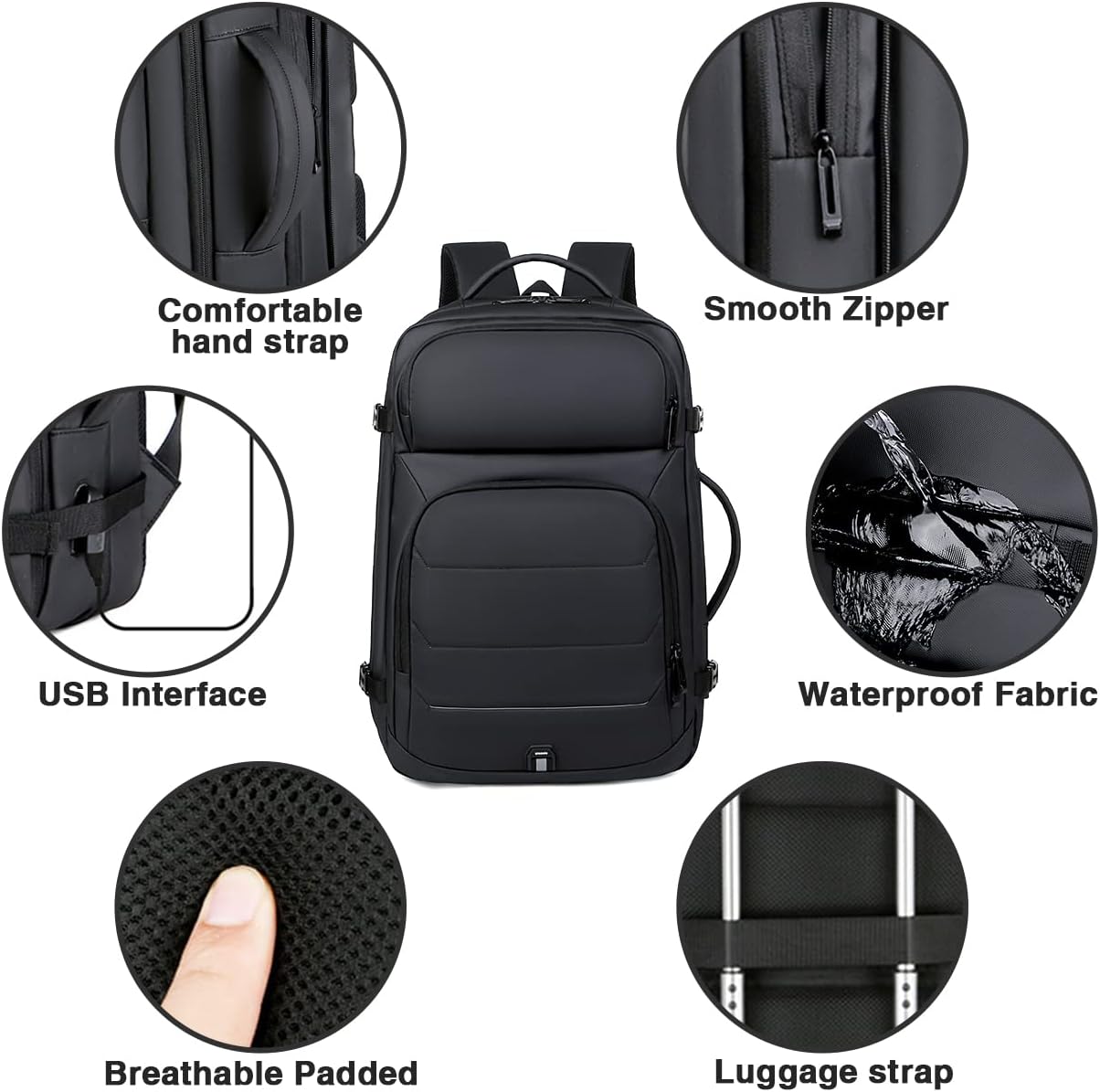 Mochila de viaje de negocios para laptop de 17 pulgadas, 18 x 14 x 8 pulgadas, 40 L, aprobada para vuelo, mochila de transporte grande para equipaje