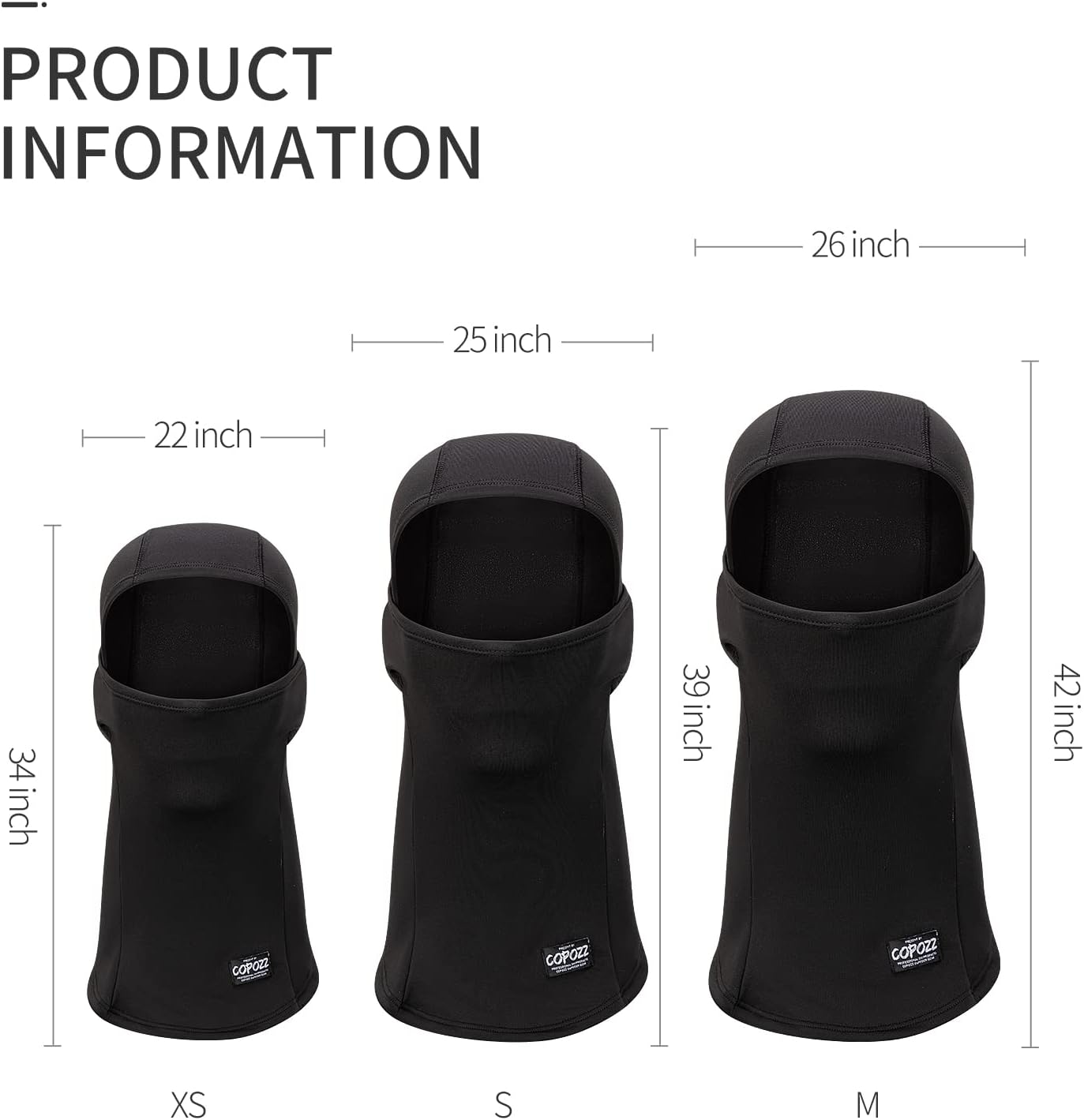 COPOZZ Máscara de esquí para adultos y jóvenes, pasamontañas cálida para esquí, snowboard, motocicleta y nieve