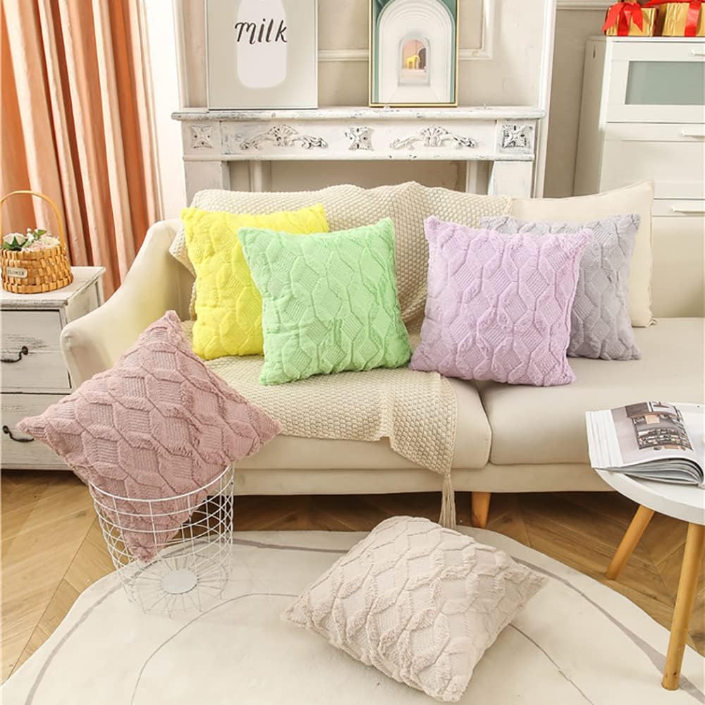Juego de 2 fundas de almohada decorativas de 12 x 20 pulgadas, suave felpa de terciopelo de lana corta, funda de cojín amarilla para sofá,