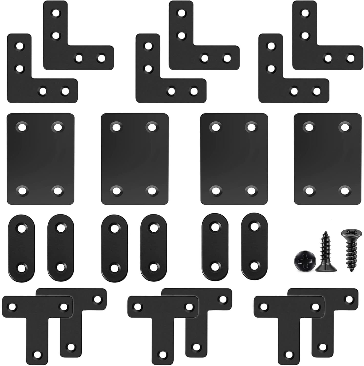 Paquete de 22 soportes rectos de acero inoxidable de acero inoxidable, soportes rectos de esquina recta, placas rectas de metal con tornillos
