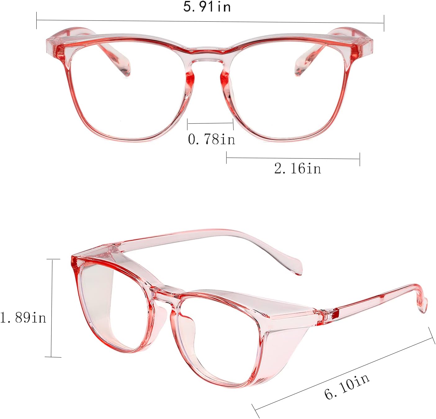Gafas de seguridad para hombres, mujeres, enfermeras, antivaho y a la moda, cómodas, con escudos laterales, protección ocular para adultos