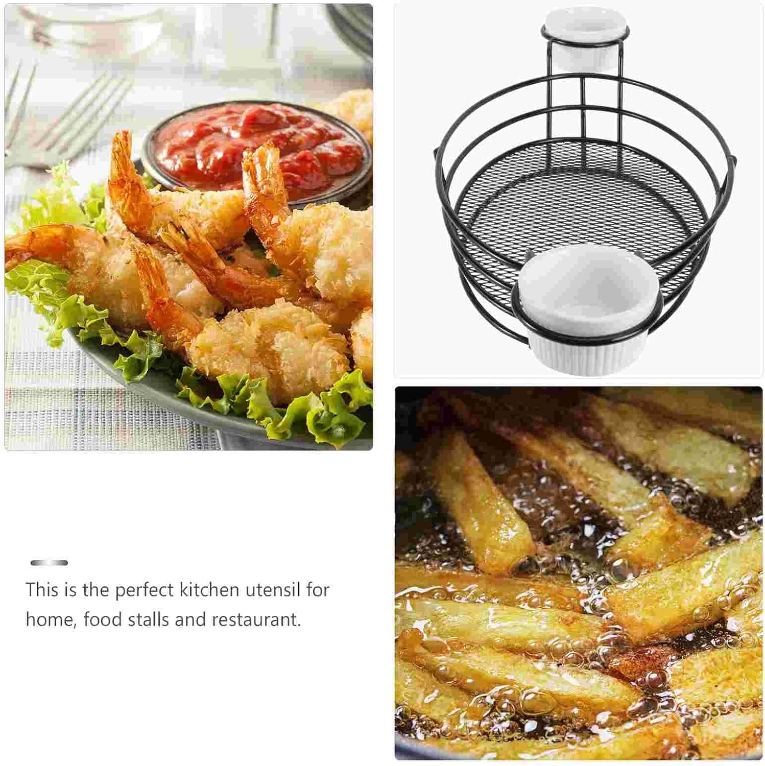Cesta de alambre para freír de acero inoxidable, cesta de papas fritas, contenedor de patatas fritas, herramientas de cocina, fritas