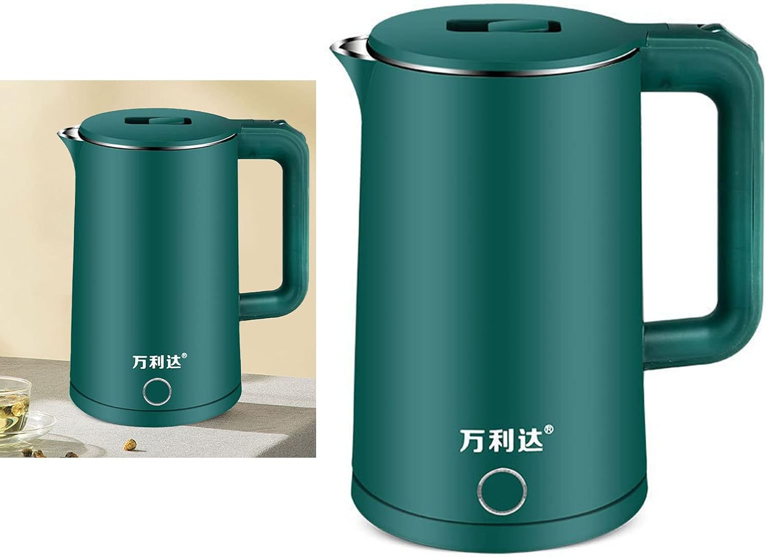 Yosoo Caldera de agua eléctrica, tetera de calentamiento rápido, 4 protecciones de seguridad, 2.3 L, hervidor eléctrico de acero inoxidable de doble