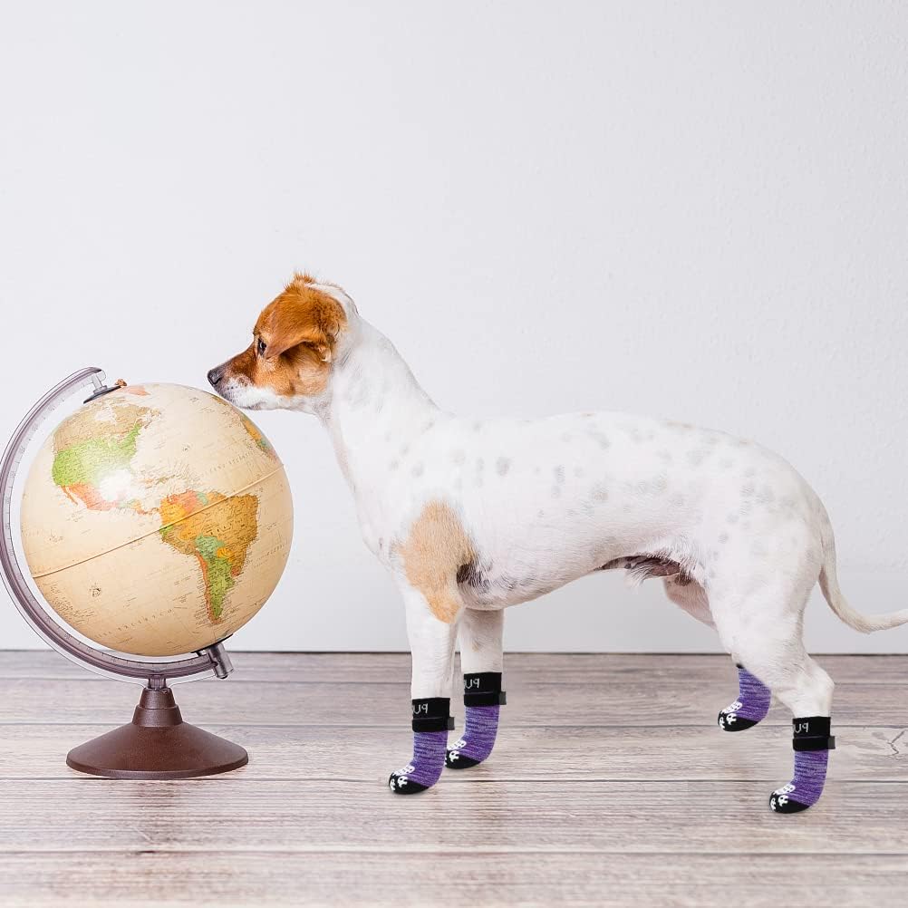 PUPTECK Calcetines antideslizantes para perros con agarres de doble cara para perros pequeños, medianos y grandes, suelos de madera dura que evitan