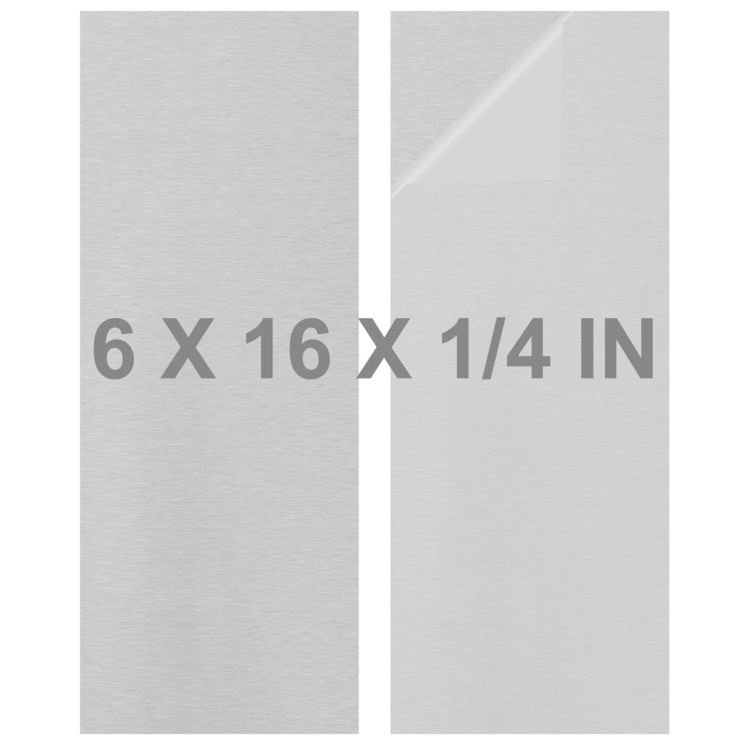 Paquete de 2 chapas de aluminio 6061 T651 de 6 x 16 x 14 (0.236 in) de grosor, placa de aluminio llana plana cubierta con película protectora,