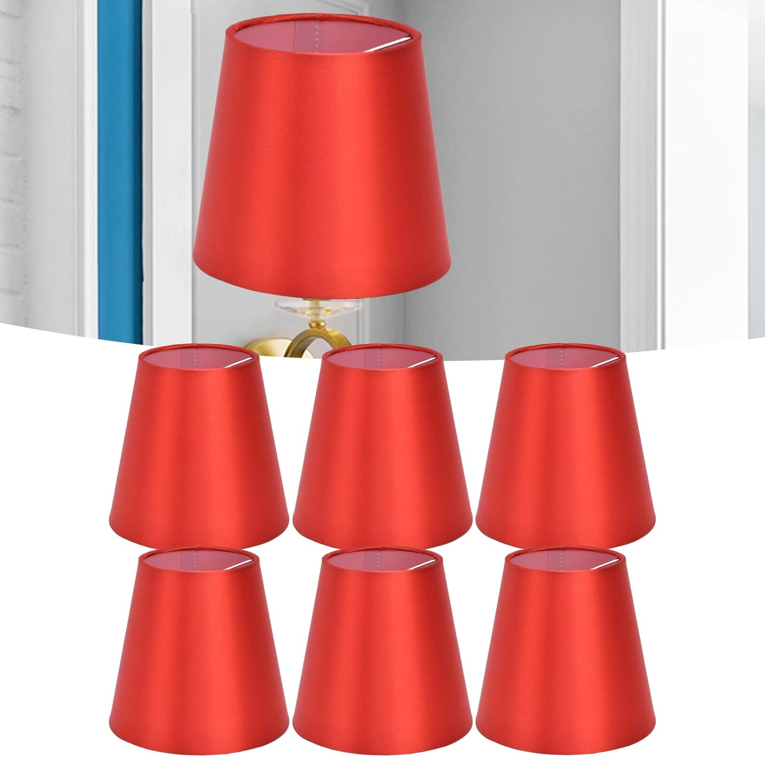 6 pantallas de lámpara pequeña, pantalla de tela, lámpara de mesa, lámpara de techo, pantalla E14, lámpara de pared para habitación, pasillo, hotel,