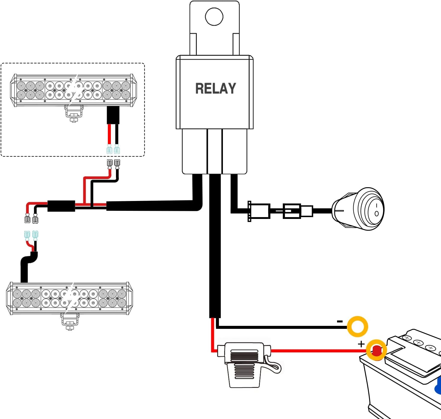 GOOACC Barra de luz LED ámbar de triple fila de 12 pulgadas, 240 W, 30000 lúmenes, combo de luz de trabajo todoterreno con arnés de cableado para