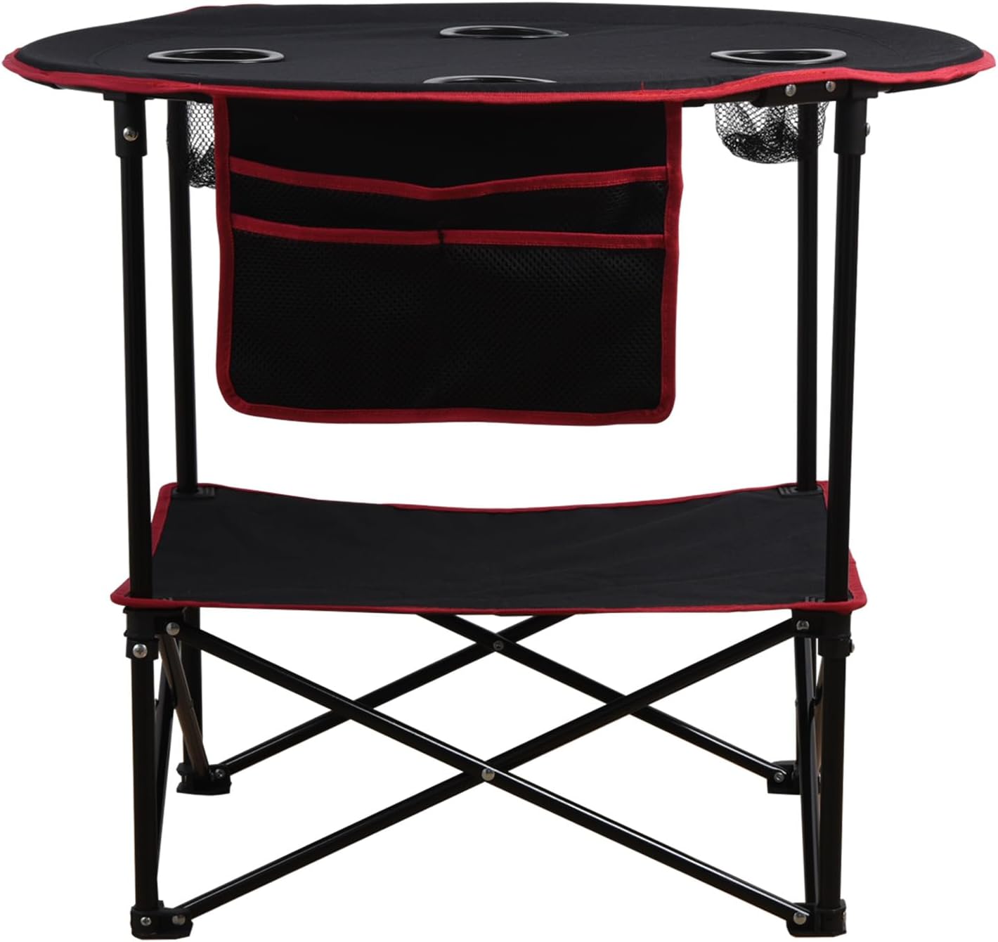 LEADALLWAY Mesa de picnic plegable con 4 portavasos y bolsa de almacenamiento lateral, mesas portátiles plegables de lona plegables con bolsas de