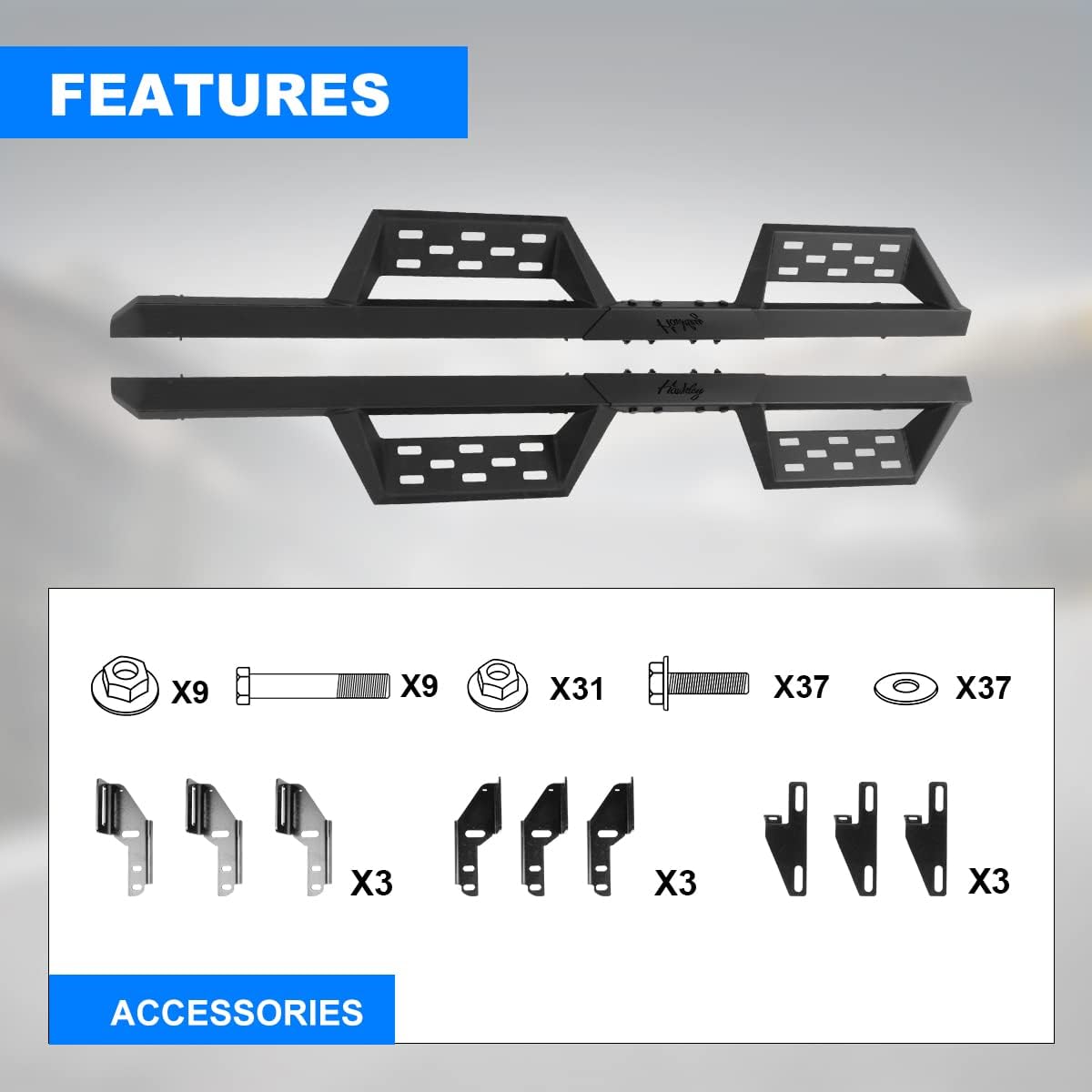 I1MOTOR Estribos, barras Nerf y escalones laterales para Jeep Wrangler JK Unlimited 2007-2018 de 4 puertas 07-18, resistente camión negro mate con