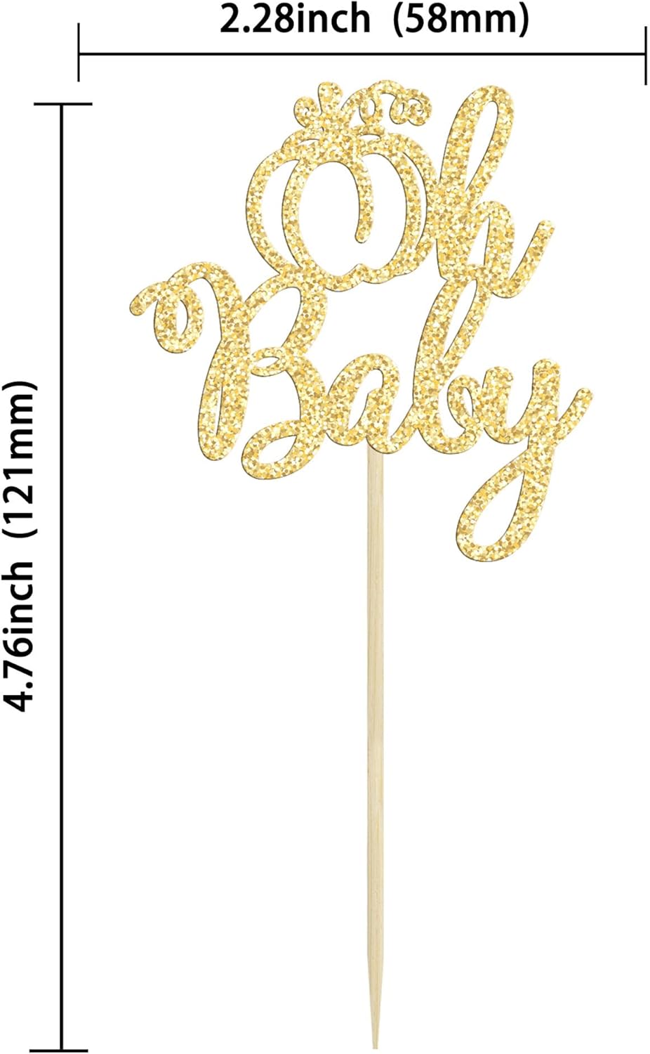 24 piezas de calabaza Oh Baby Cupcake Toppers con purpurina temática de otoño selecciones de cupcakes de calabaza para baby shower, decoración de