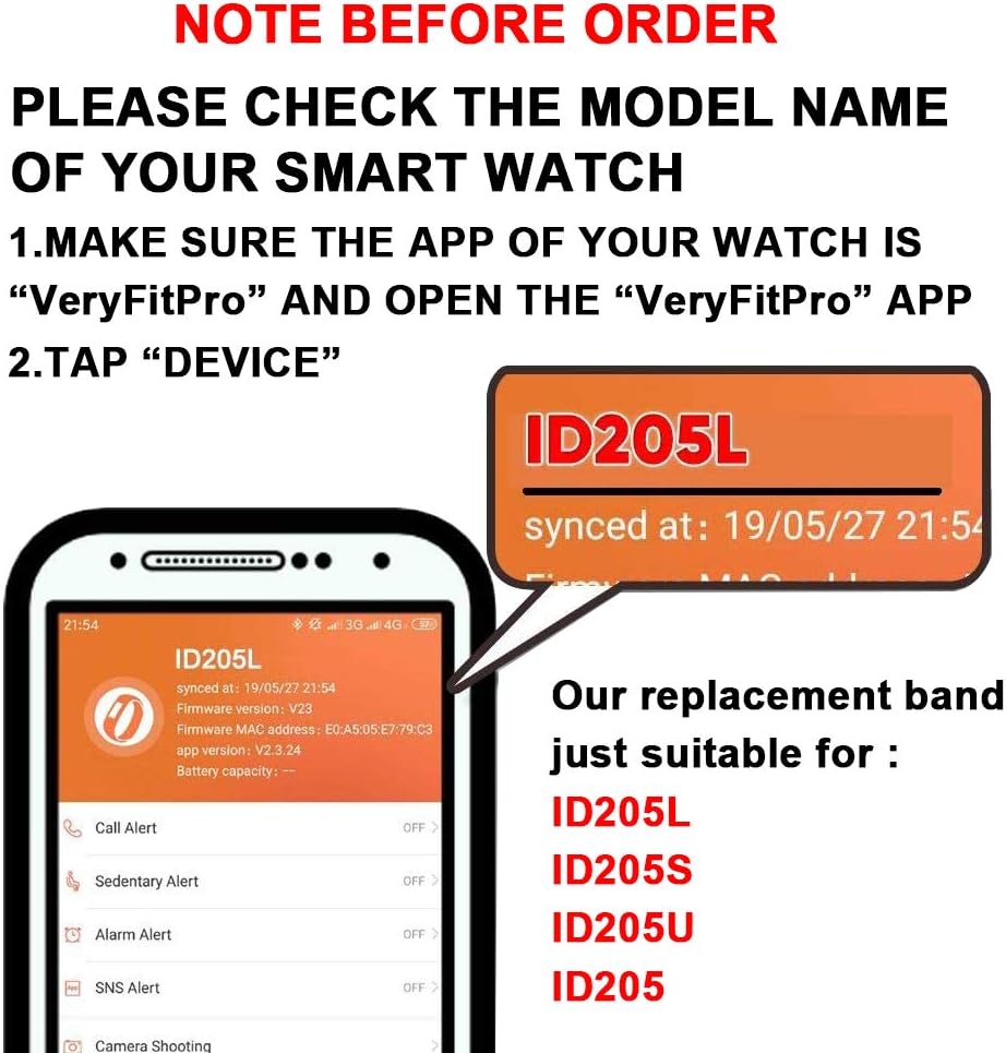 Correas de repuesto de silicona para reloj inteligente ID205L ID205S ID205U ID205G ID205G ID205 Veryfitpro Smart Watch Banda de repuesto para SW021