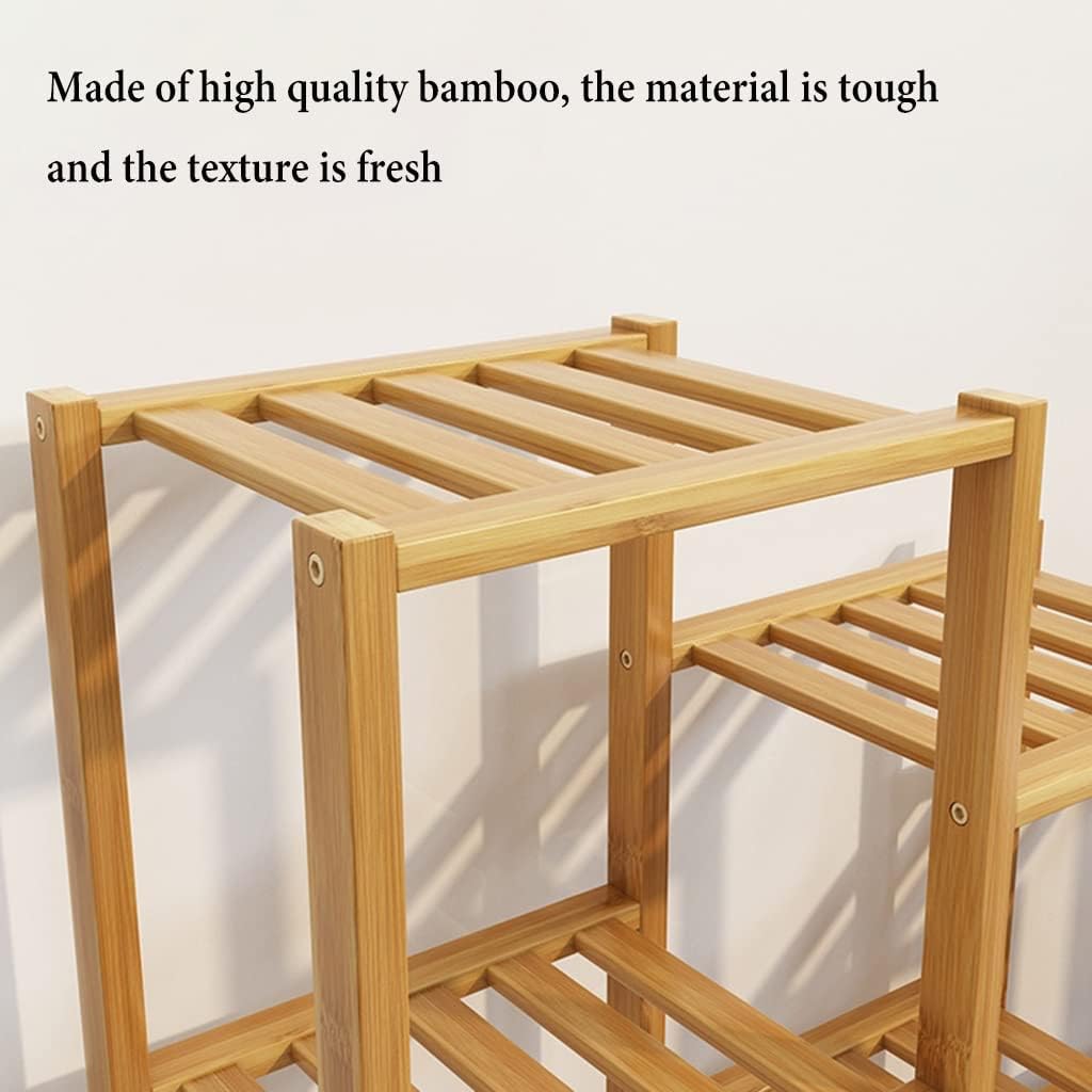 Soporte para plantas de bambú para interiores y exteriores, soporte de esquina para plantas de interior, múltiples estantes para plantas, estante