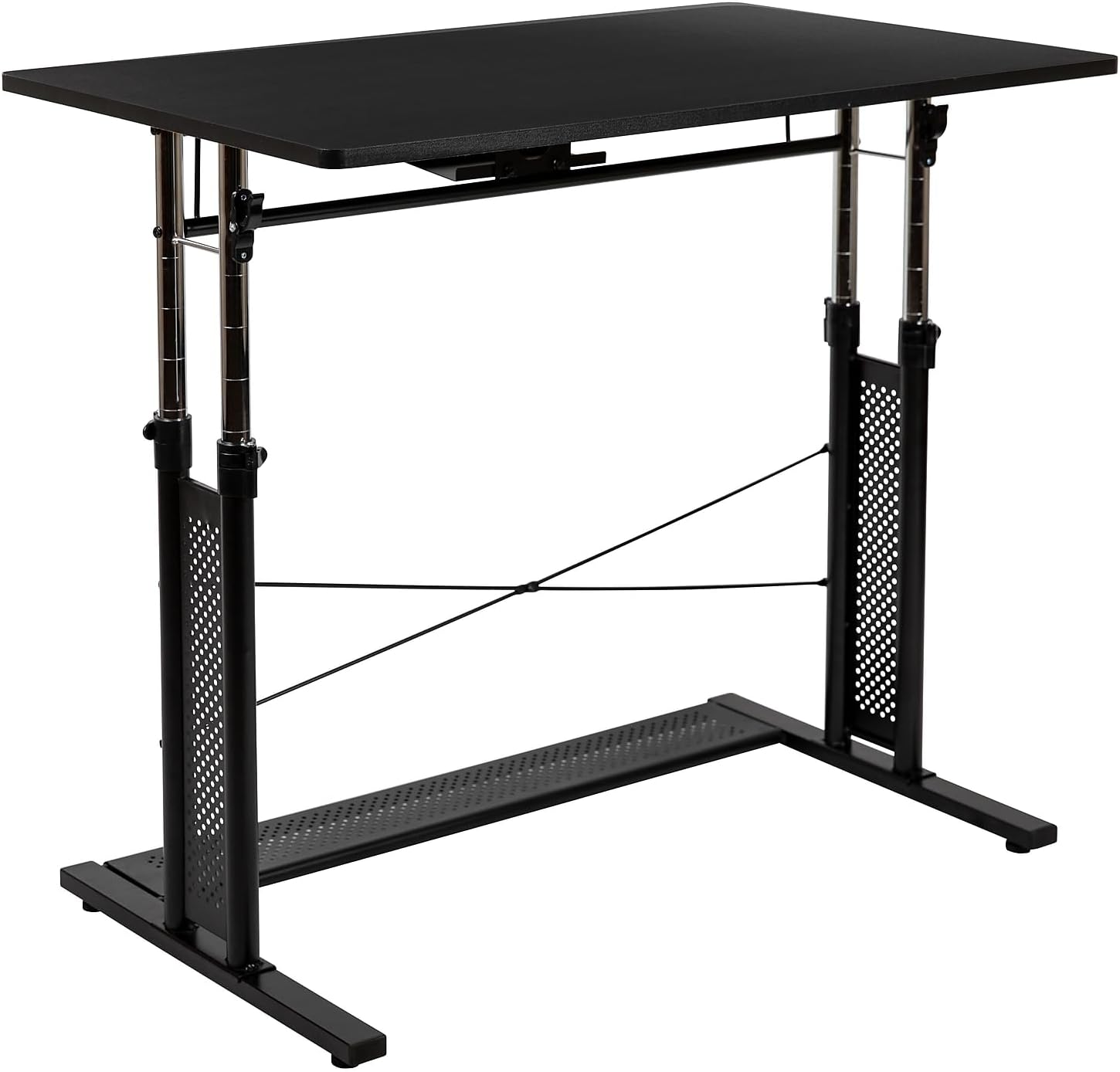 Flash Furniture Fairway – Escritorio de oficina en casa, altura ajustable (27.25-35.75 pulgadas de alto), color negro
