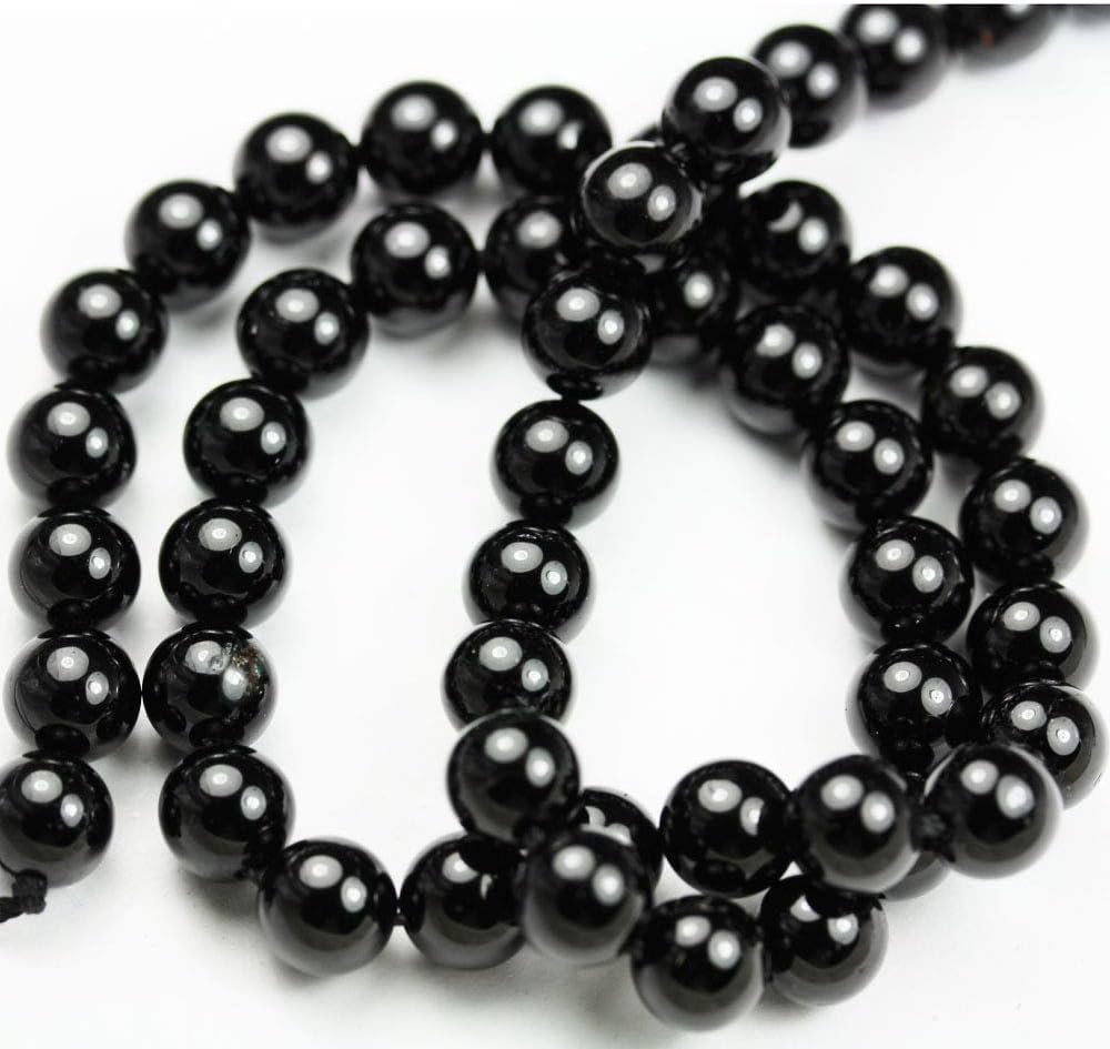 Cuentas de turmalina negra de 0.315 pulgadas para hacer joyas, cristales curativos energéticos, joyería de cristal de chakras, suministros de