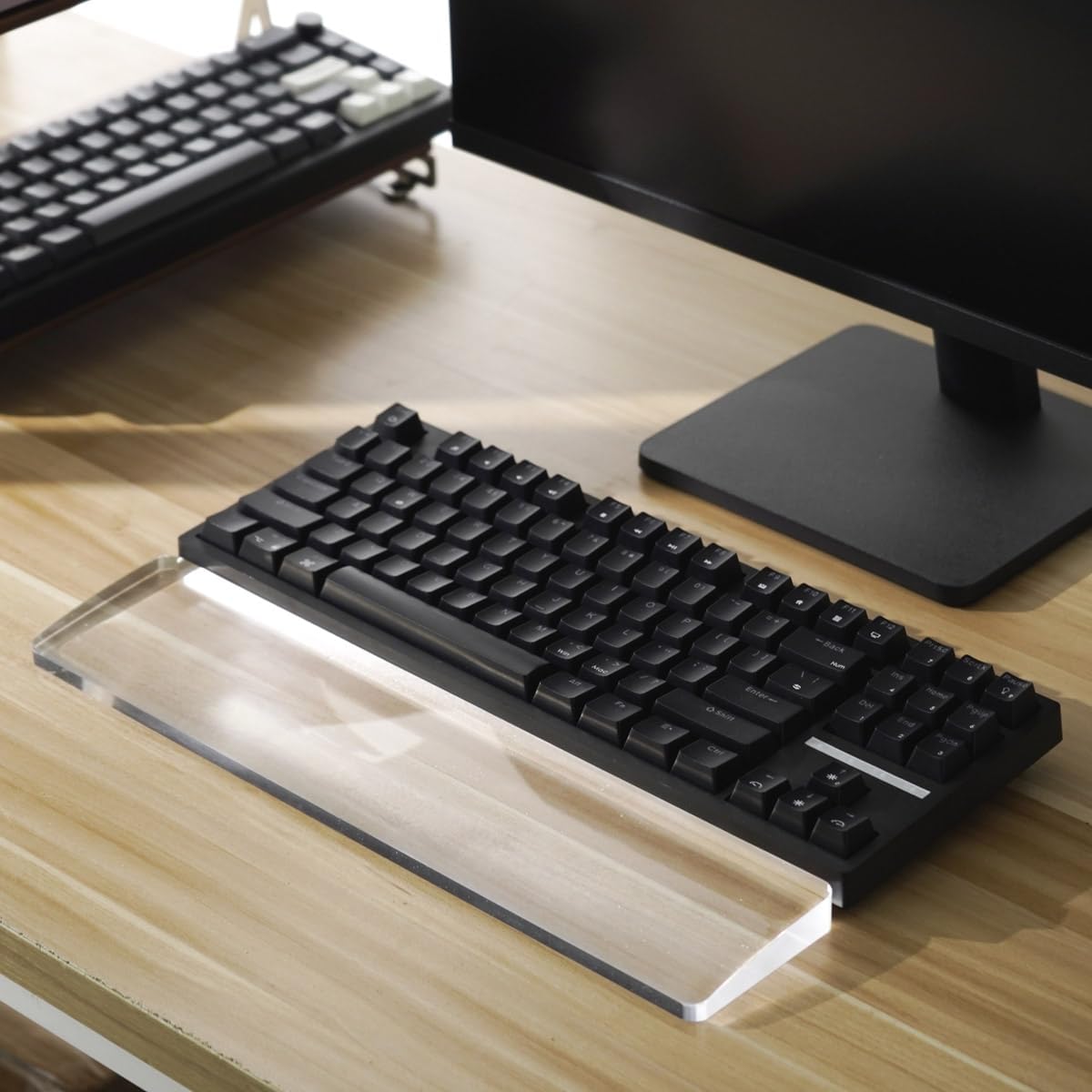 Reposamuñecas acrílico para teclado mecánico, reposamanos ergonómico para teclado de computadora, base antideslizante, almohadilla de muñeca para