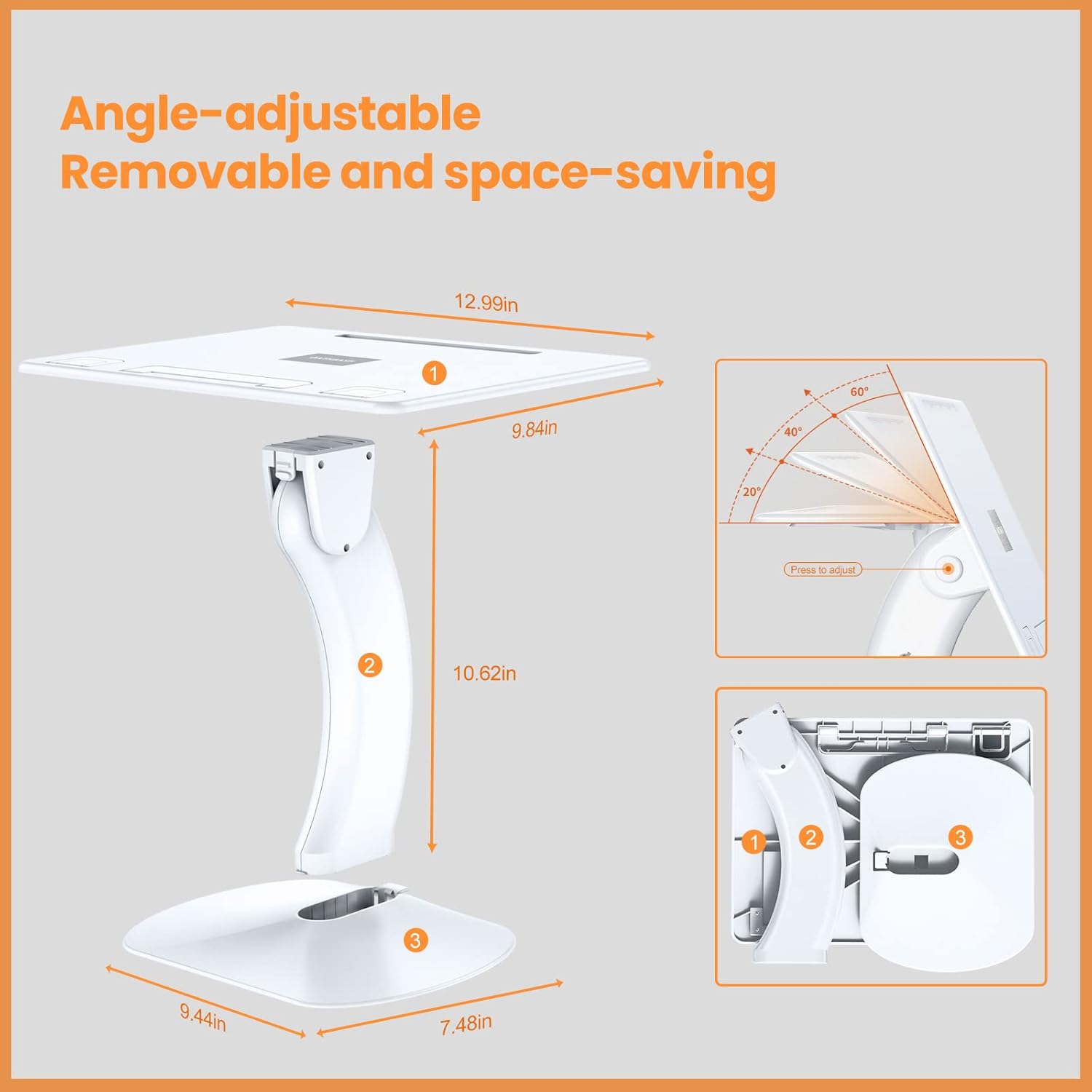 xuenair – Escritorio portátil blanco con clip para libros, ángulo ajustable, para laptop de 17 pulgadas, cama xuenair para sofá, computadora,