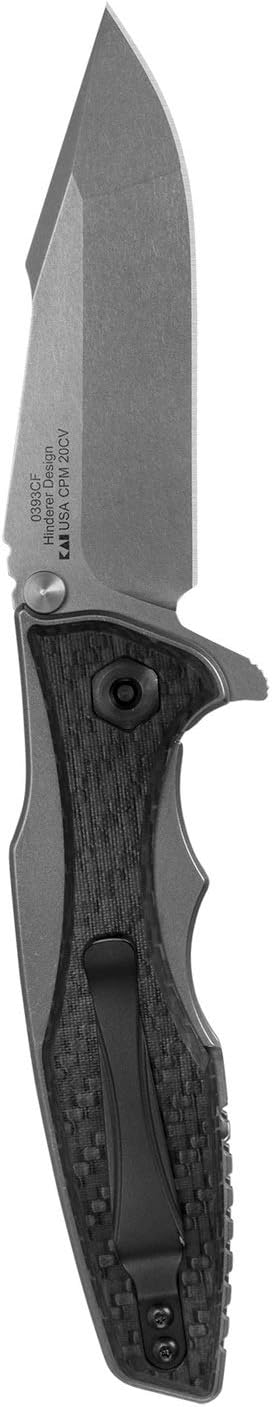 Zero Tolerance Hinderer CF – Navaja de bolsillo, hoja de 3.5 pulgadas de acero inoxidable 20CV mango de titanio con revestimiento de fibra de