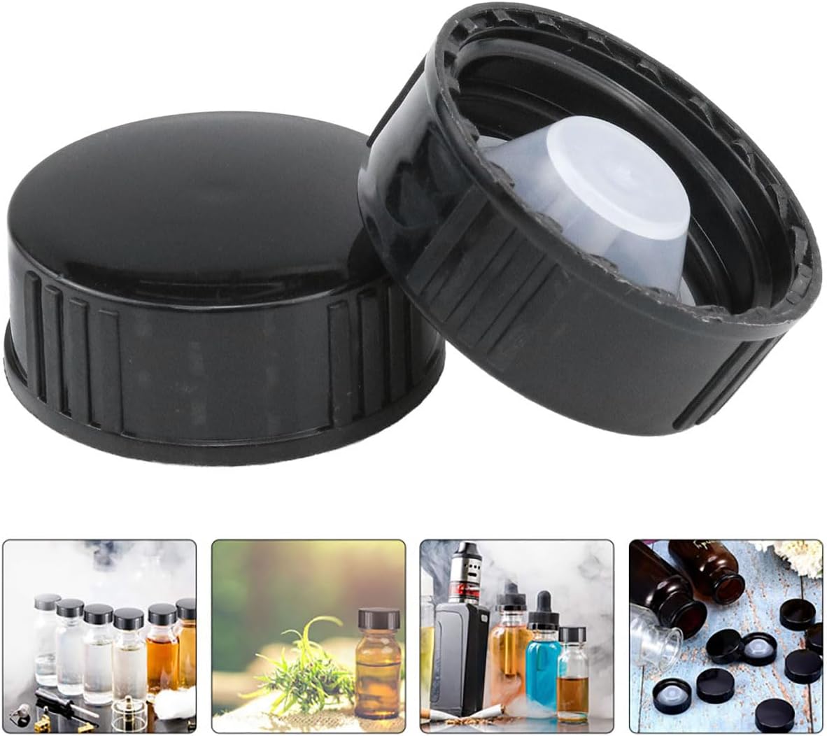 Tapón de rosca sellada de polietileno negro, 12 unidades, 1.102 in, tapa de rosca sellada de polietileno negro, adecuada para productos químicos