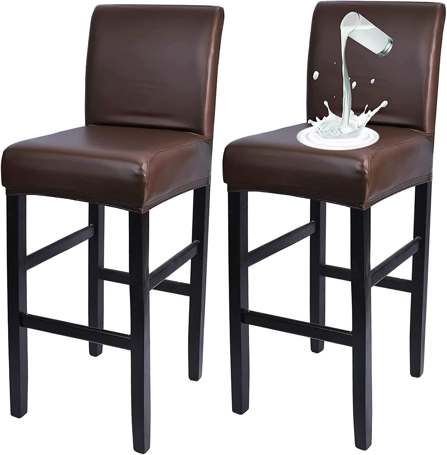 un-brand SONNACH – Fundas impermeables de poliuretano para sillas de bar para sillas de altura de mostrador, fundas de silla de respaldo bajo (café,