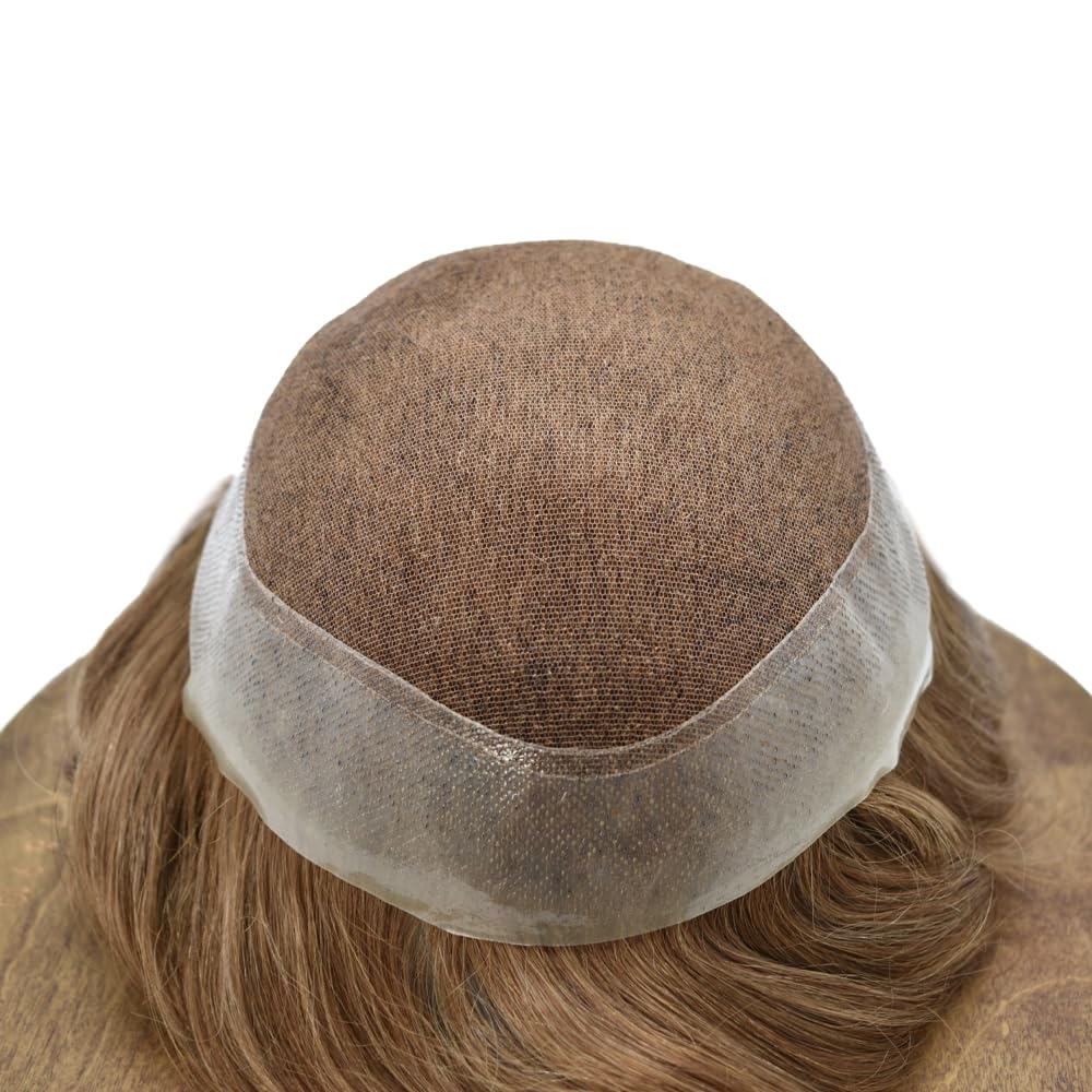 Toupee para hombres Piezas de pelo Real Sistema de Cabello Humano para Hombres Encaje Suave Toupee Hombres Hairpieces PU Natural Línea capilar