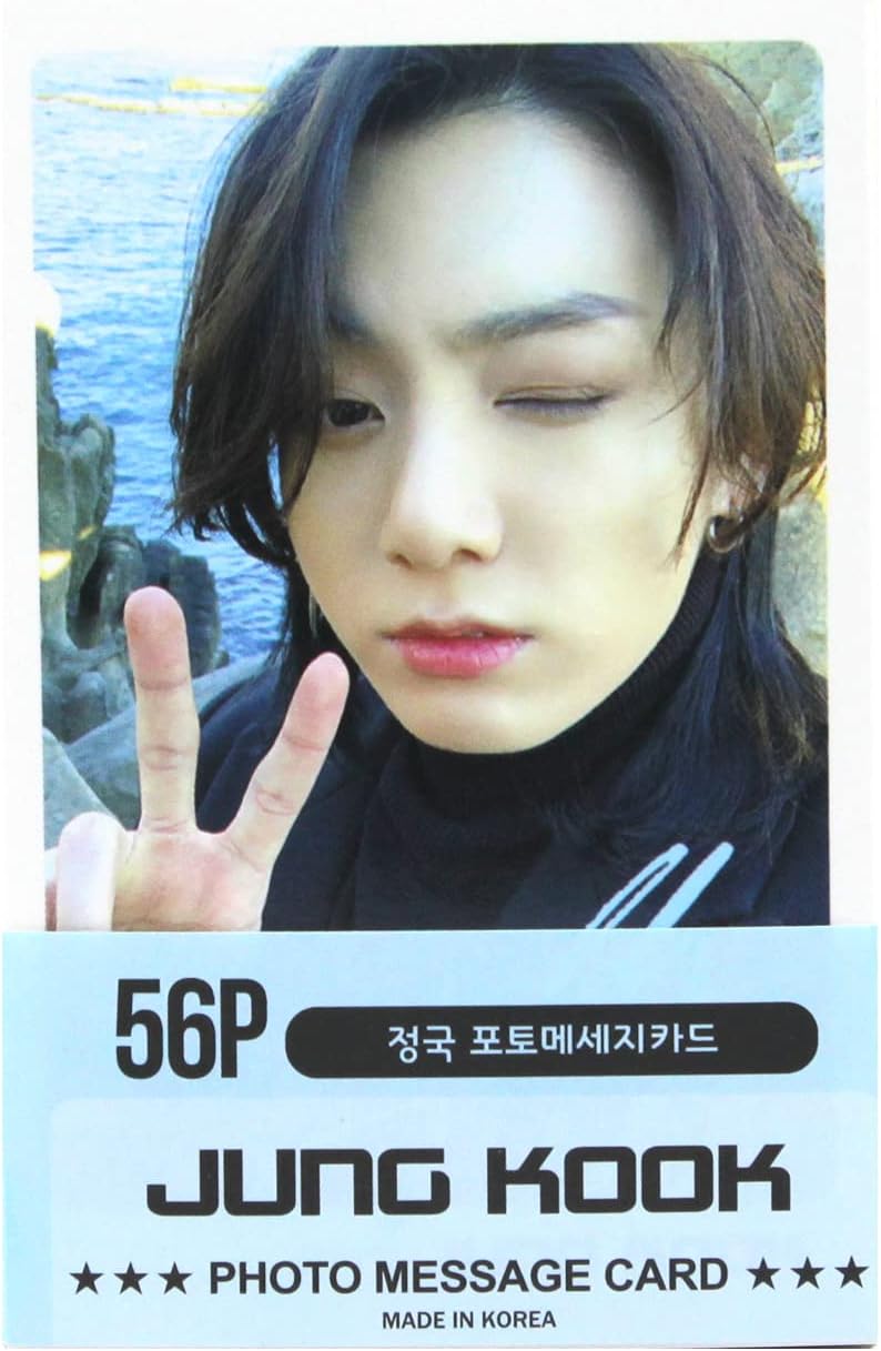 ZEESOON K-POP IDOL Group – Juego de 56 tarjetas de mensaje fotográfico (postal56 hojas) o tarjeta transparente juego de 25 piezas (BTS JungKook)