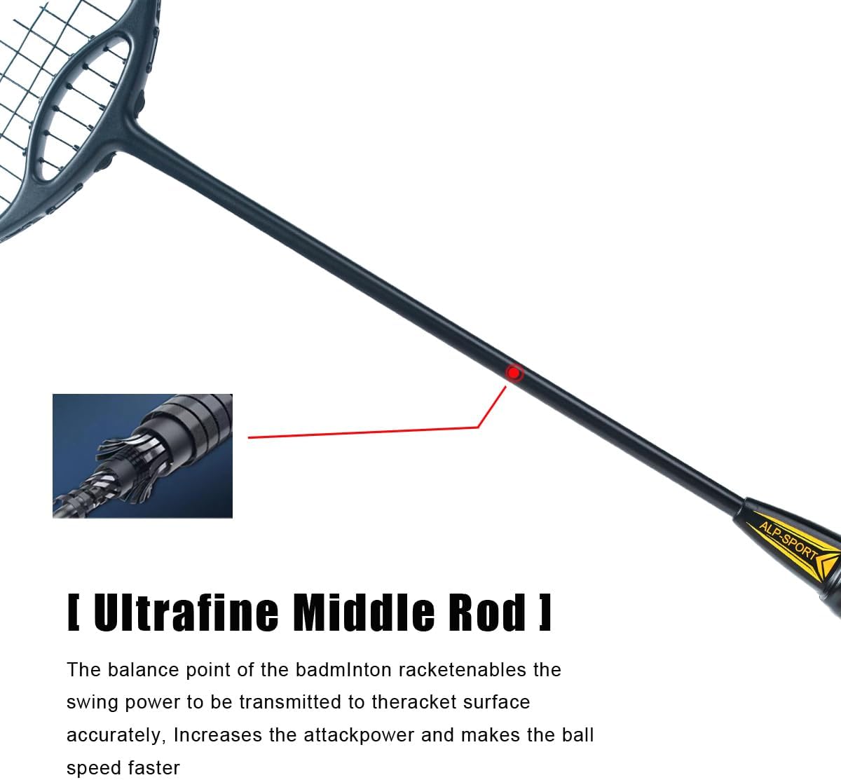 ALPSPORT YX – Raqueta de bádminton con diseño especial de agujero de viento, 4U G4, fibra de carbono, máximo 35 libras, con caja de regalo, raqueta