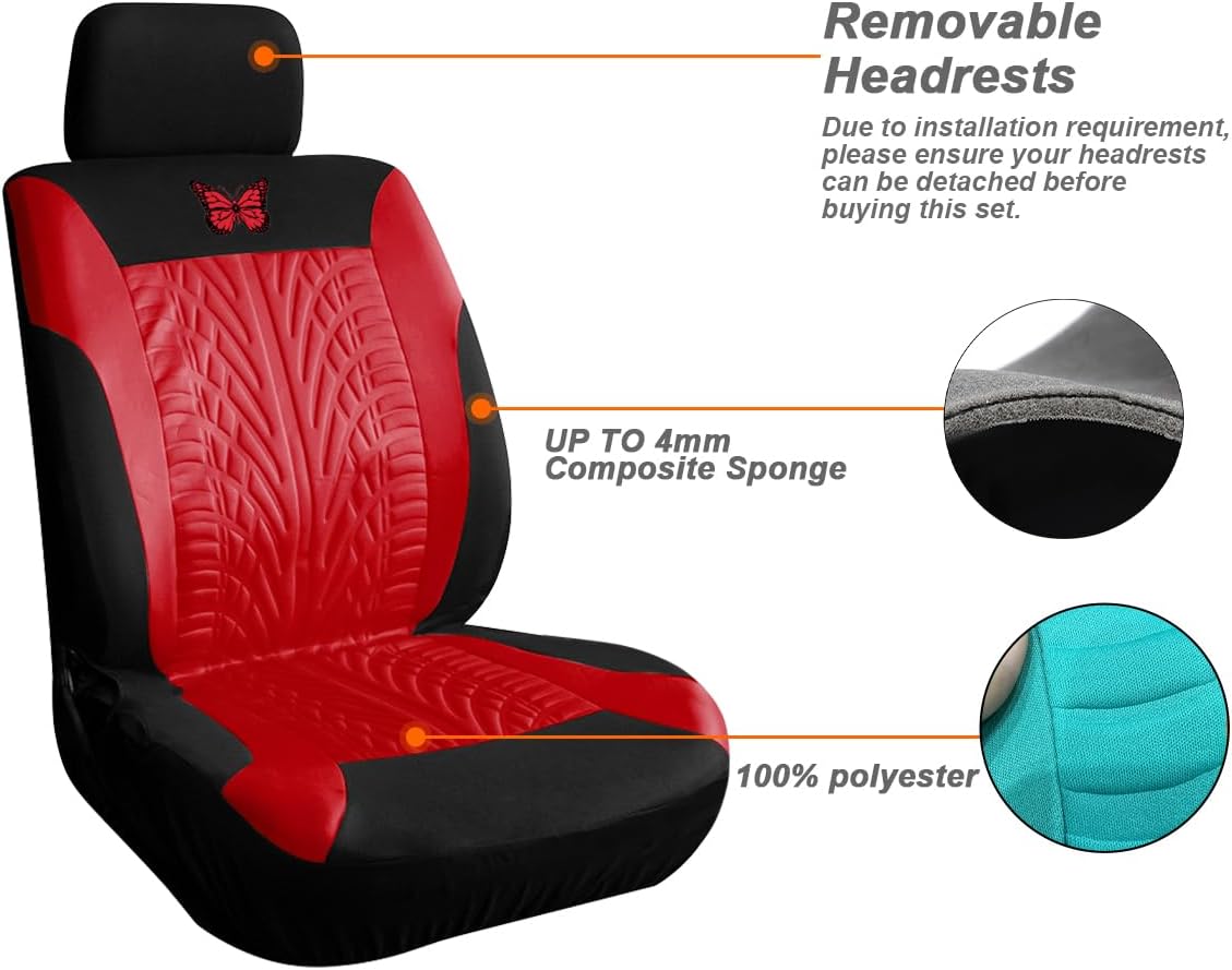 Fundas de asiento delantero de automóvil, paquete de 2 protectores de asiento automotriz de mariposa, accesorios para el interior del automóvil,