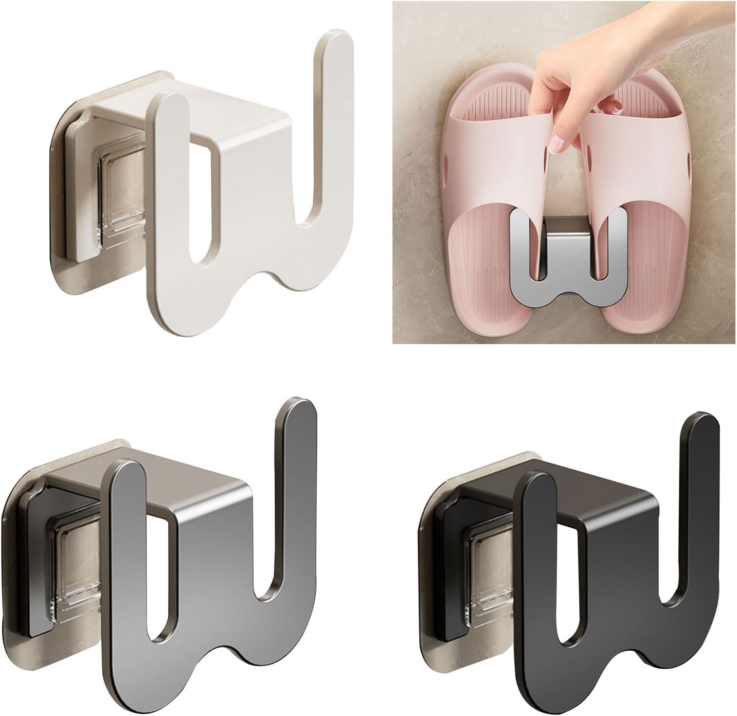 Estante para zapatilla de pared sin perforaciones, para baño y inodoro, estante de gancho de almacenamiento, práctico soporte para zapatos