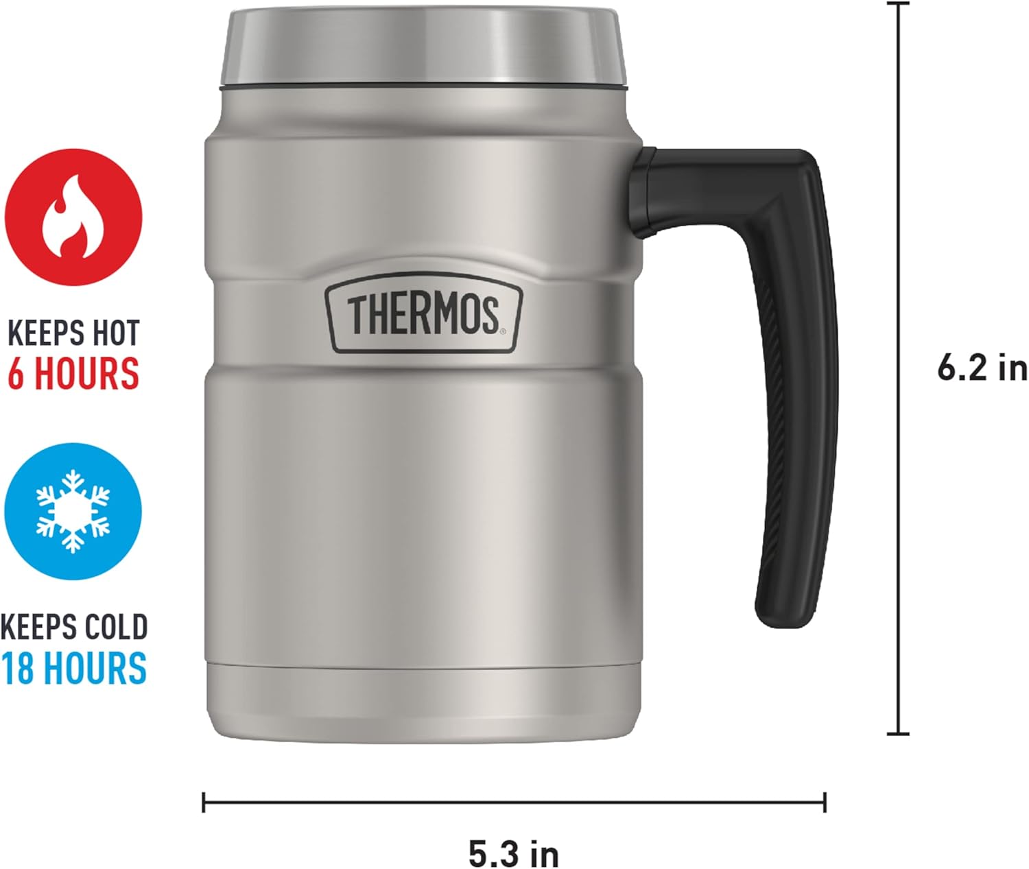 Thermos Stainless King – Taza de café de 16 onzas, acero mate